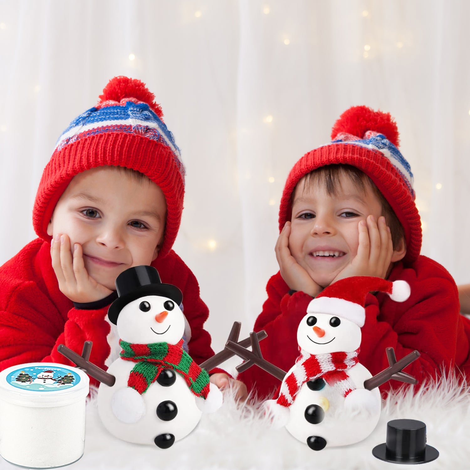 CandWuom Christmas Craft for Kids, 10Pack Build a Snowman Kit, Air Dry Modeling Clay Snowman Crafts for Kids Xmas Gift