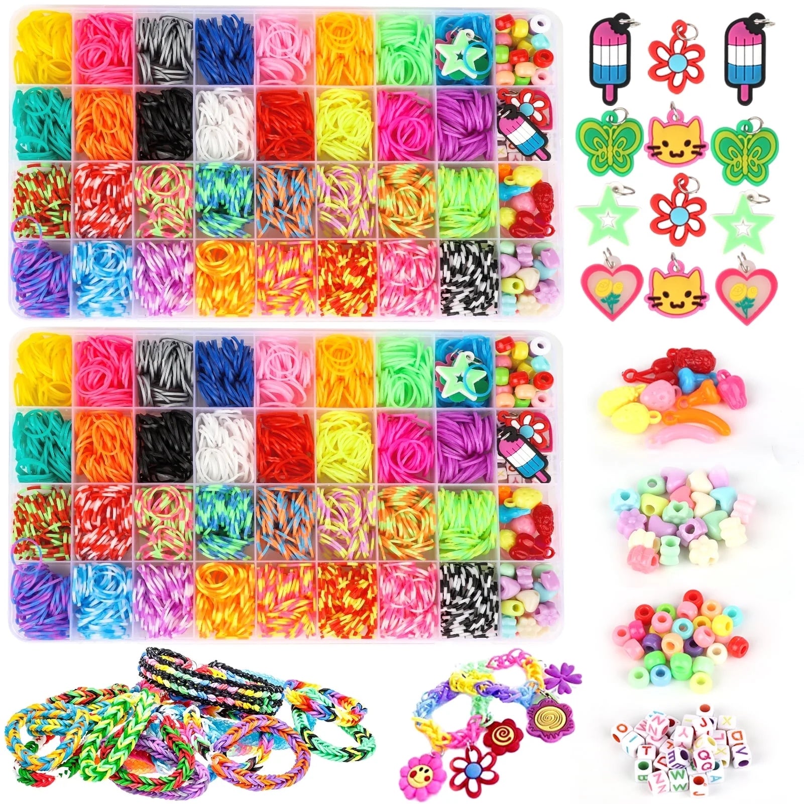 CandWuom Rubber Band Bracelet Making Kit, Loom Rubber Band for Bracelet Making for Girls 8-12 Gifts, Refill Loom Set Friendship Bracelet Making Kit(2 sets)