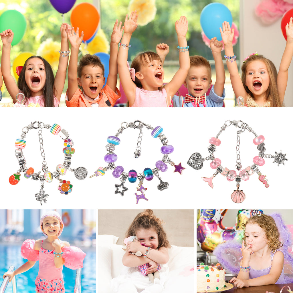 CandWuom 120 Pcs Charms Bracelet Making Kit, 120 Pcs Girls Jewelry Making Kit, Crafts Gifts for Teen Girls Ages 5 6 7 8-12, with a Portable Bracelet Organizer Box
