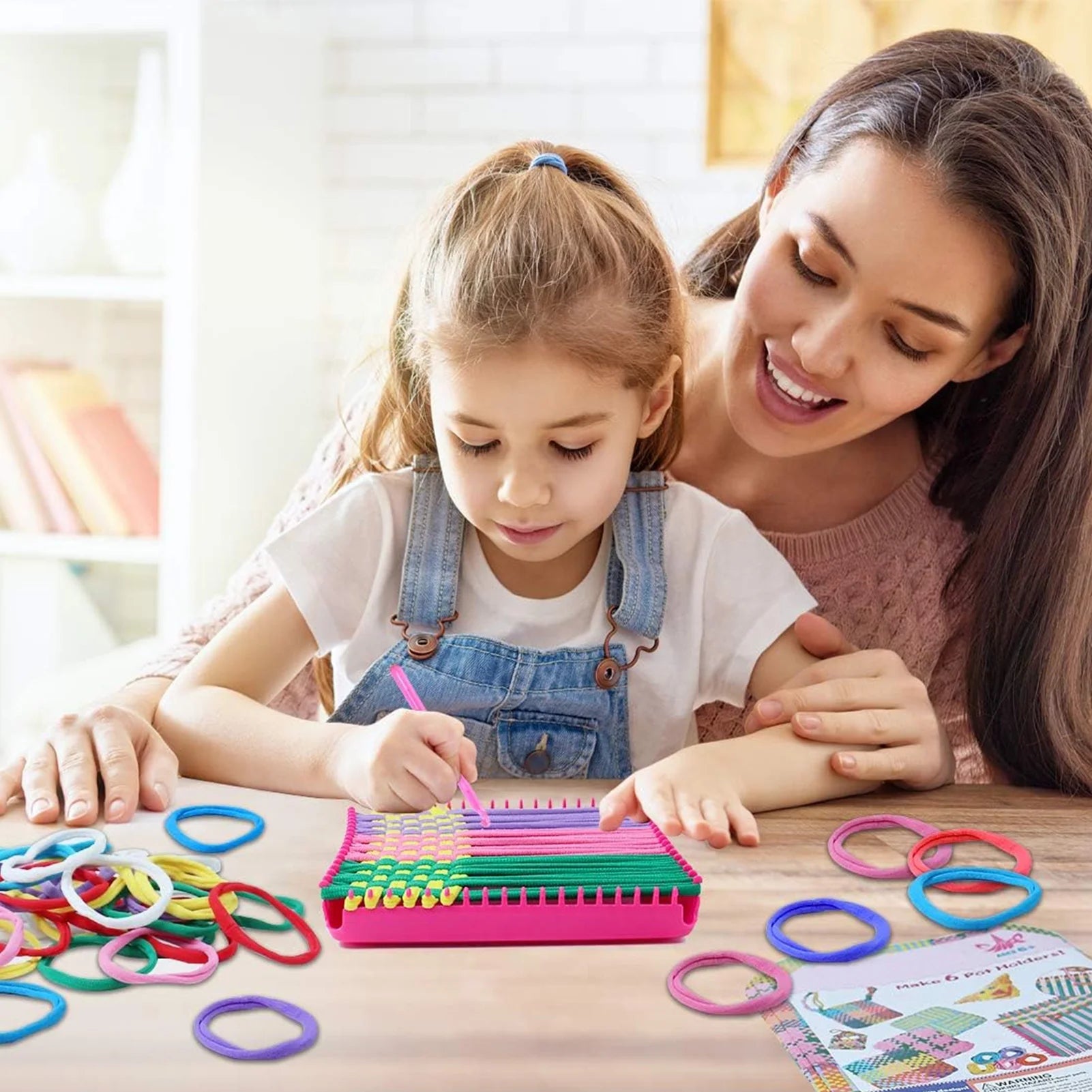 CandWuom Weaving Loom Kit for Kids Crafts, 7" Pot Holder Loom Knitting Kits Potholder Loom Crafts for Kids 8-12 Girls Gifts