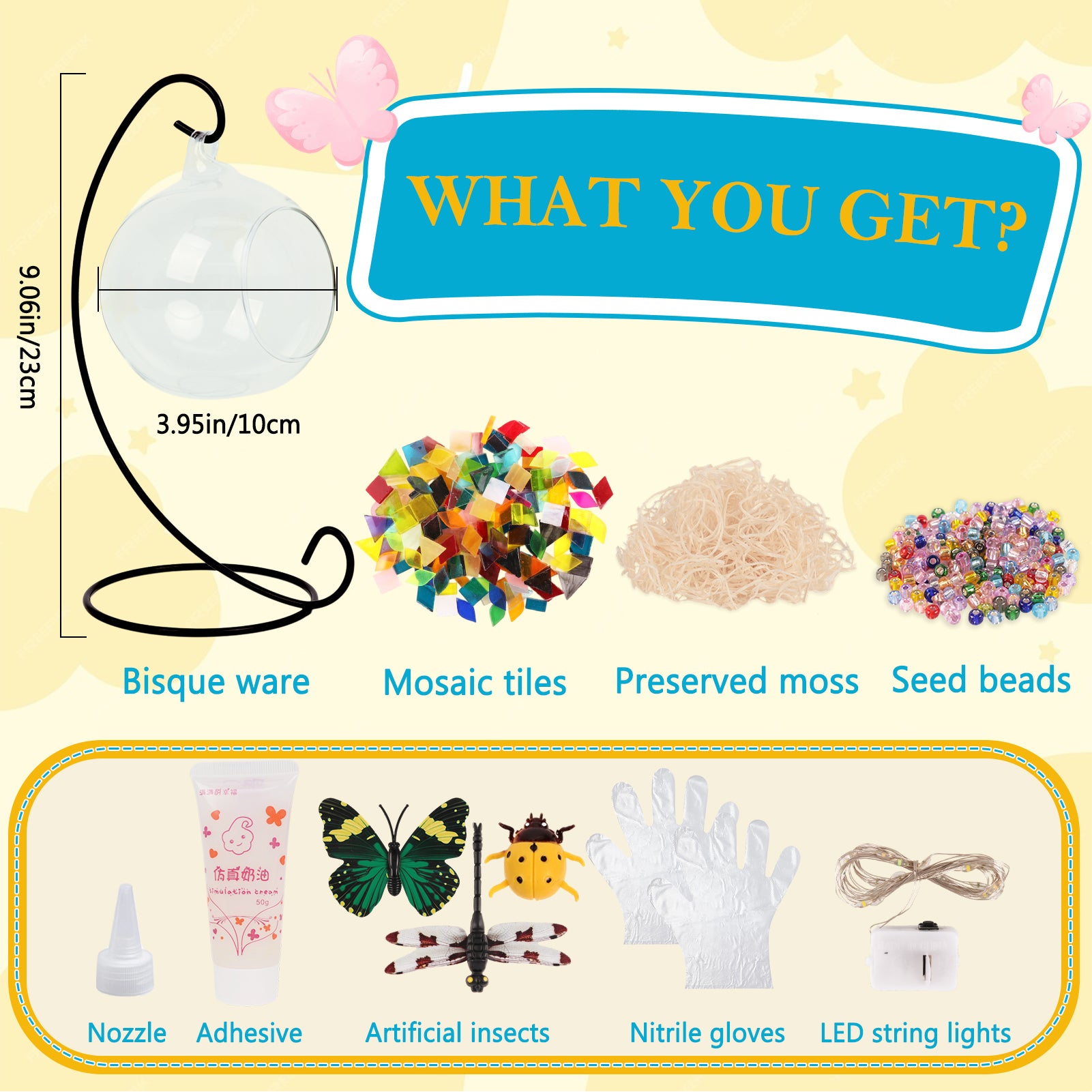 Glass Mosaic Lamp & Light Kit, Gifts DIY Mosaic Arts and Crafts Kit for Kids & Adults, Creativity Handmade Artwork for Home Lighting Decor, Toys Girls Birthday Gifts Ages 6 7 8 9 10 11 12