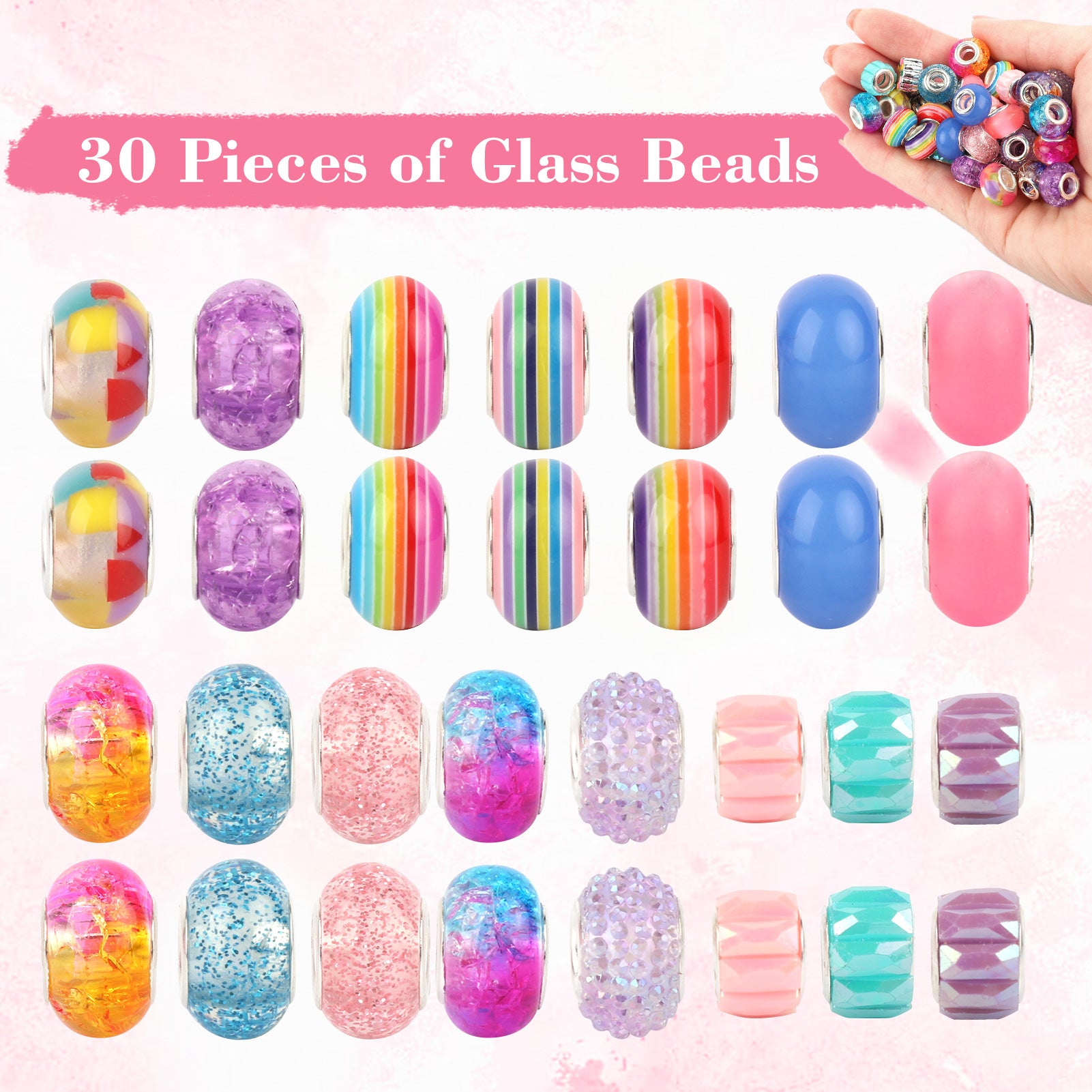 CandWuom 91 Pcs Charms Bracelets Making Kit Including Snake Chains, DIY Gift for Kids, Jewelry Making Supplies for Arts and Crafts for Teen Girls Ages 6-12