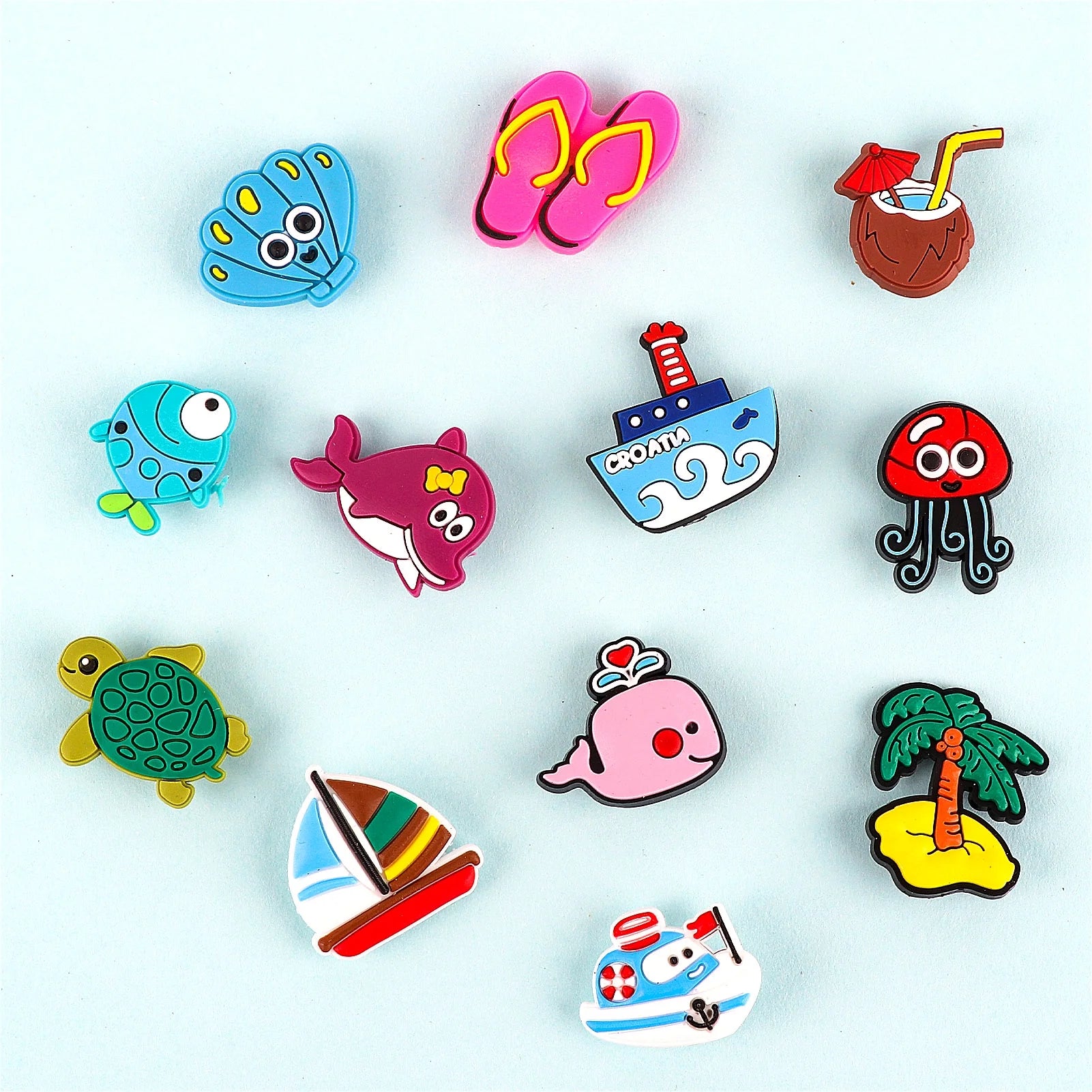 CandWuom Shoe Decoration Croc Charms, 100 Packs PVC Shoe Charms for Kids Easter Egg Fillers, Multicolor, 100Pcs