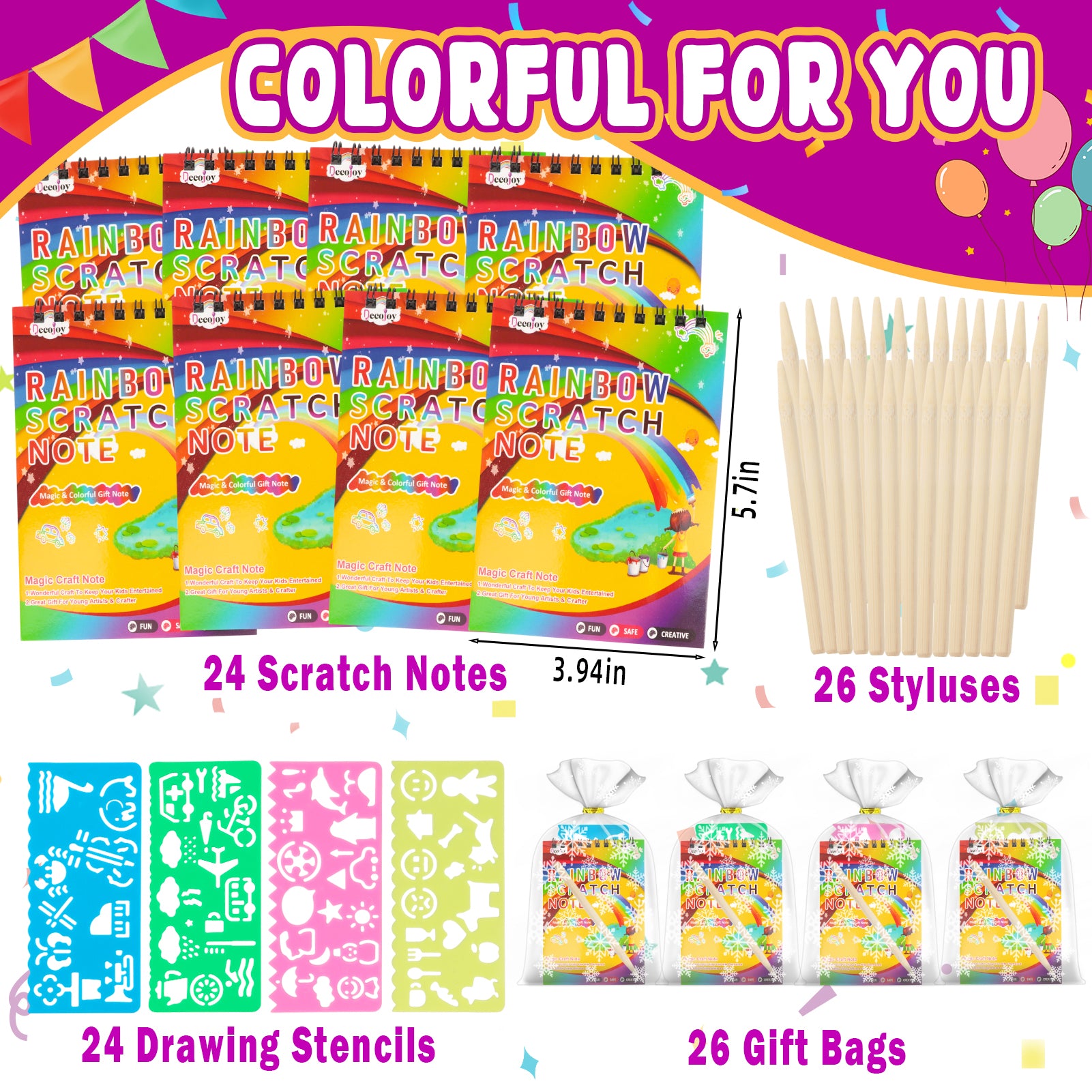 CandWuom Scratch Art Party Favors for Kids: 24 Pack Rainbow Scratch Notebook Bulk Kids Craft School Supplies for Girls Boys 4-8 Years Old Kids Birthday Goodie Bags Christmas Gifts Classroom Prizes