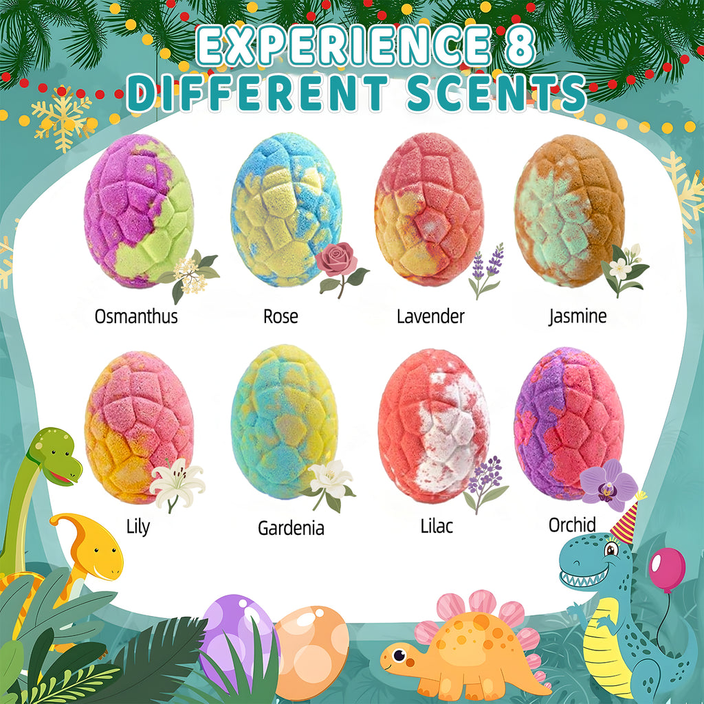 CandWuom Bath Bombs for Kids with Surprise Toys Inside - 8 Pack Natural and Organic Dinosaur Bath Bombs Gift Set, Bubble Bath Fizzes for Kids 3-12, Stocking Stuffers for Kids, Christmas Gifts