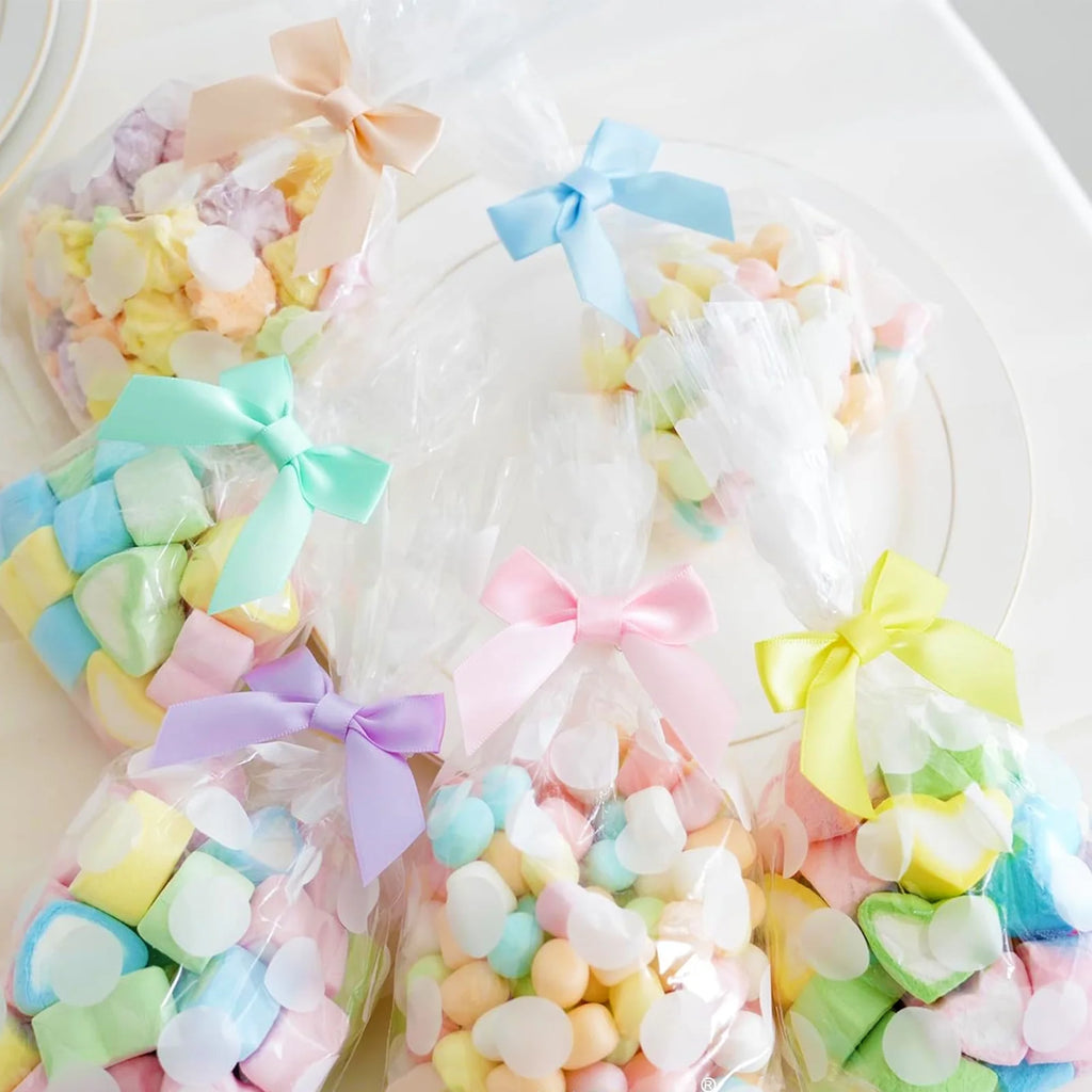 CandWuom 60 Pcs Pastel Satin Ribbon Bows 2.75 inch Self Adhesive Satin Bows for Gift Wrapping Premade Christmas Bows with Double-Sided Satin Tape