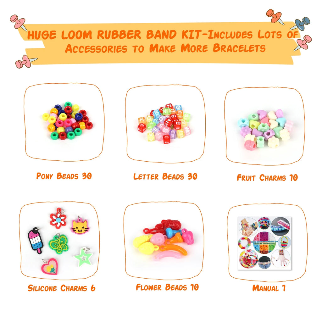 Rubber Band Bracelet Making Kit, Loom Rubber Band for Bracelet Making for Girls 8-12 Gifts, Refill Loom Set Friendship Bracelet Making Kit