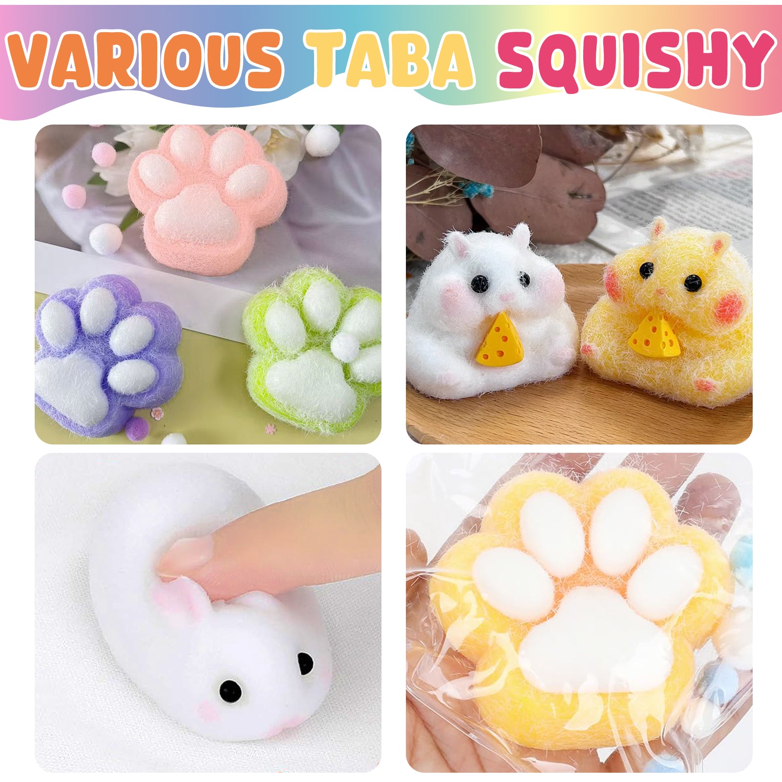 CandWuom Taba Squishy Kit - 18OZ Rubber Squishy Kit with Guided, Bubble Free and Faster Fully Cures - DIY FuFu Squishy Kit with Mold, Flocking Powder - Stress Relief Entertainment