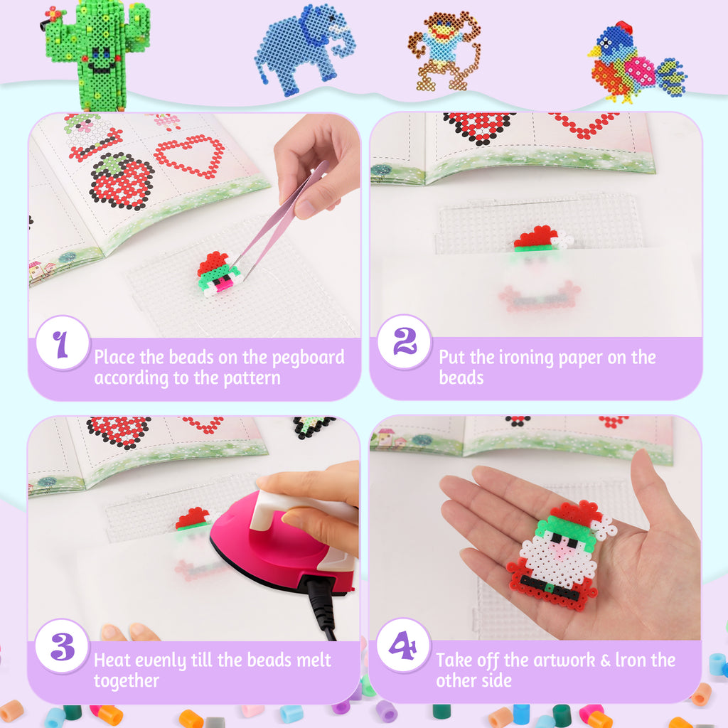 CandWuom Fuse Beads Kit - 11,000 Pcs 36 Color 5mm Iron Beads for Kids Kit, Customizable Melting Bead Kit for 5-12 Girls DIY Craft Gift