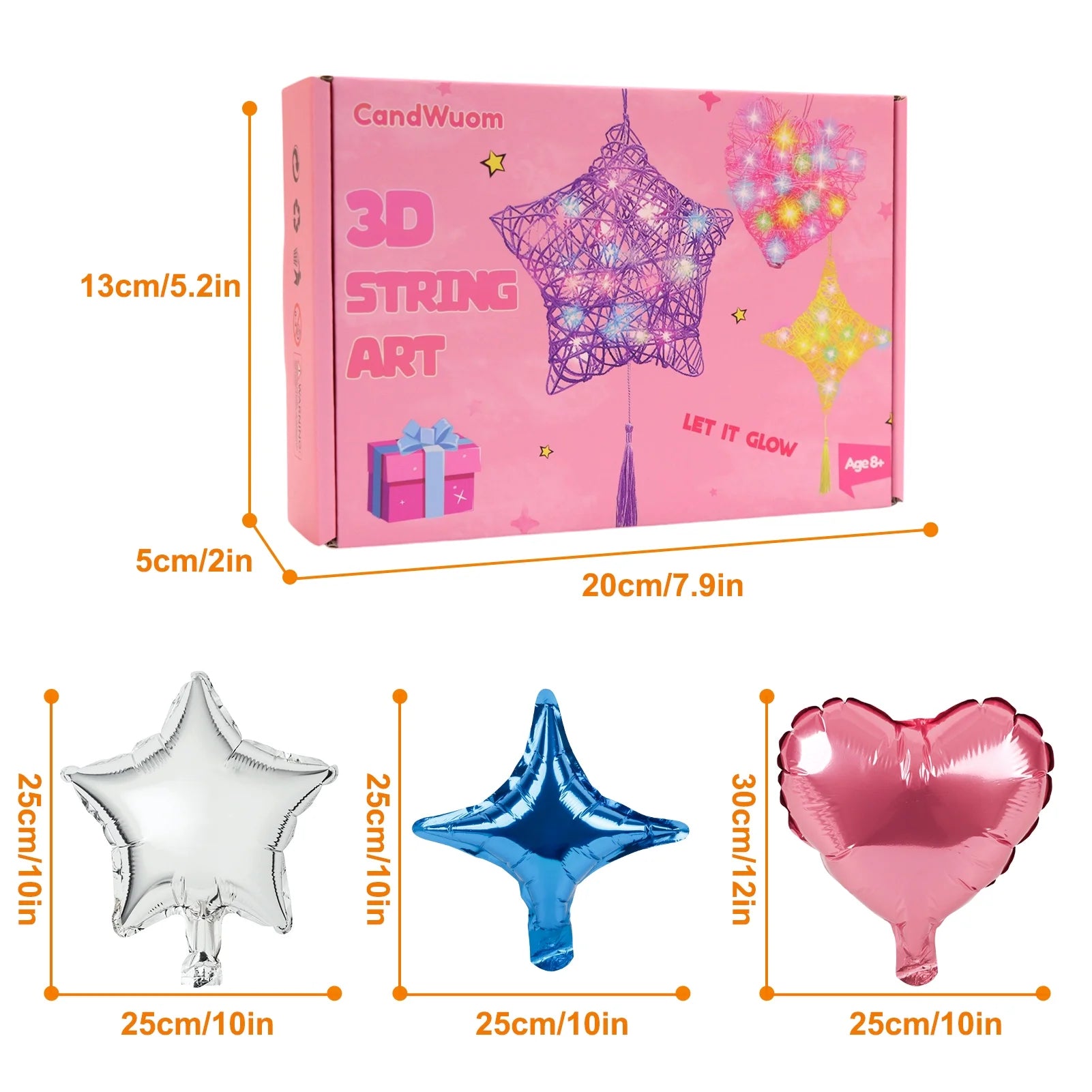 CandWuom Craft Kits for Girls Ages 8-12, 3D Light Up String Arts Heart Star Diamond Lantern Toys for Girls 8 9 10 11 12 Years Old Birthday Christmas Gifts