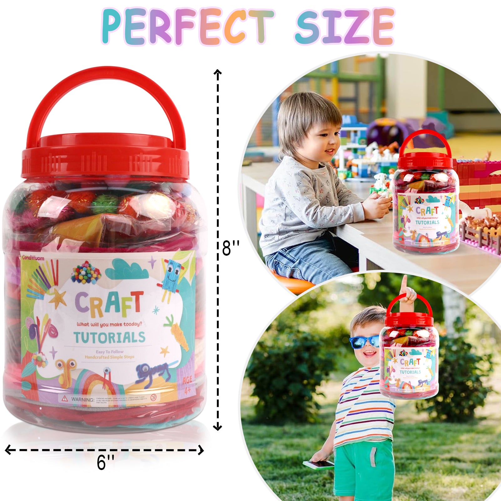 CandWuom Arts & Crafts Supplies Kits & Materials Set for Kids - 1000Pcs+Craft Kit with Pipe Cleaners Pom Poms Craft for Kids Ages 4-8 Girls & Boys Birathday Gifts