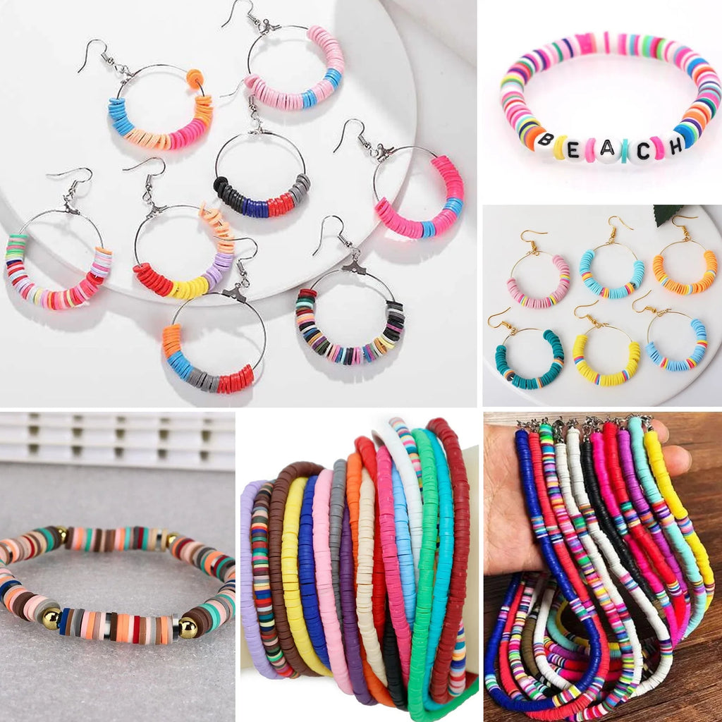 CandWuom 7360 Pcs Polymer Clay Beads Kit 24 Colors 6mm, Heishi Beads for Bracelets Necklaces Earrings Jewelry Making, Gifts for Girls 6-12