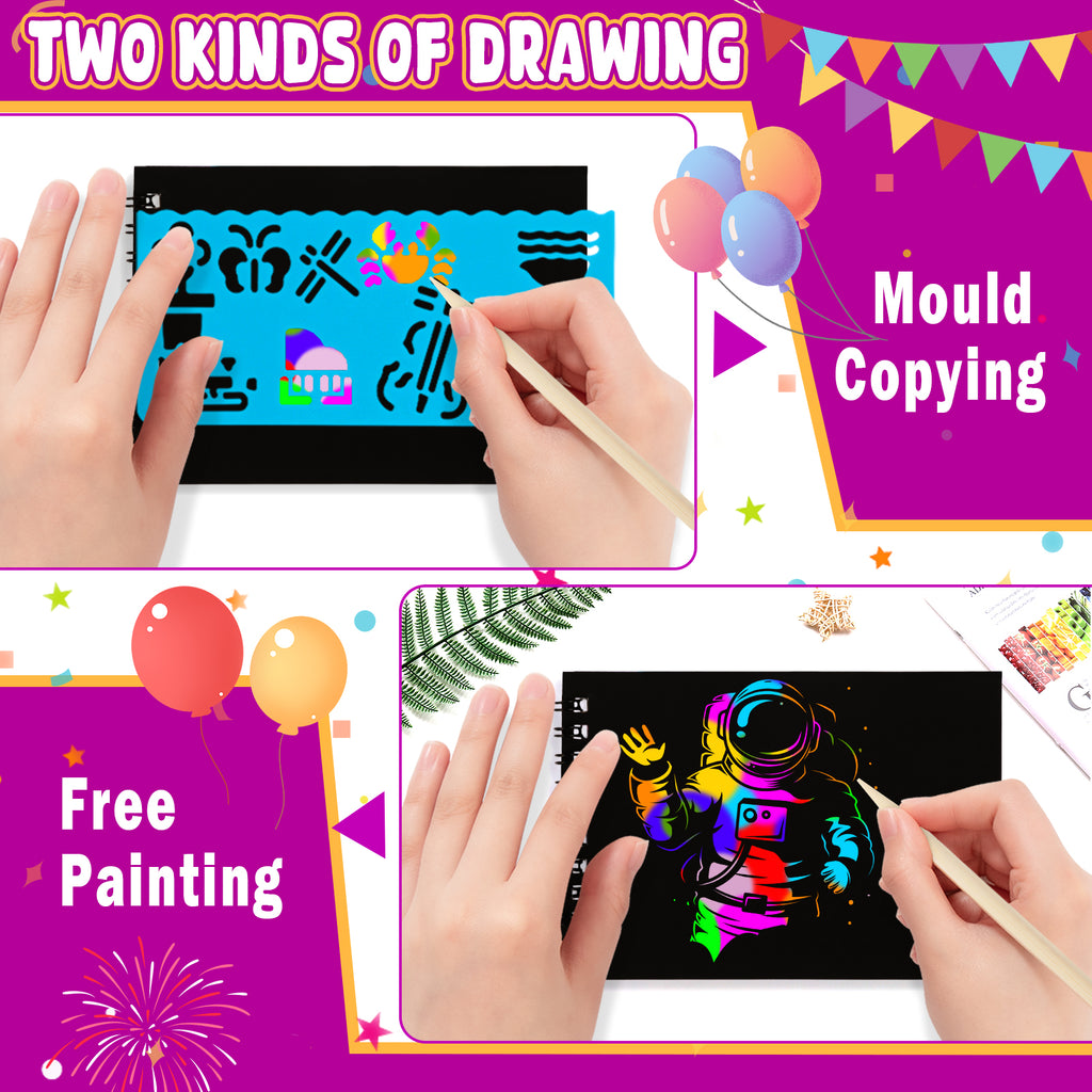 CandWuom Scratch Art Party Favors for Kids: 24 Pack Rainbow Scratch Notebook Bulk Kids Craft School Supplies for Girls Boys 4-8 Years Old Kids Birthday Goodie Bags Christmas Gifts Classroom Prizes