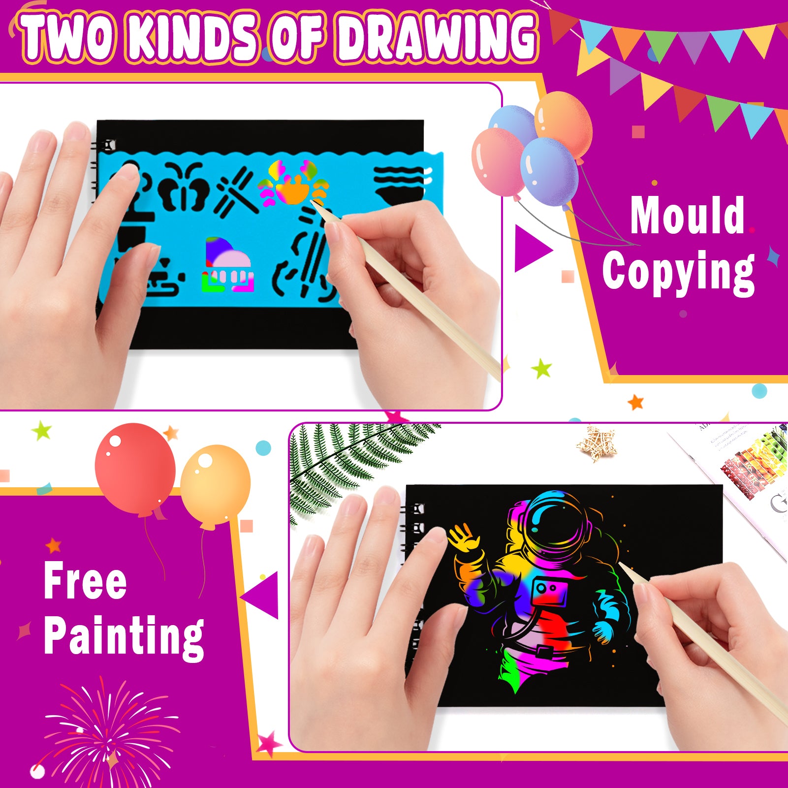 CandWuom Scratch Art Party Favors for Kids: 24 Pack Rainbow Scratch Notebook Bulk Kids Craft School Supplies for Girls Boys 4-8 Years Old Kids Birthday Goodie Bags Christmas Gifts Classroom Prizes