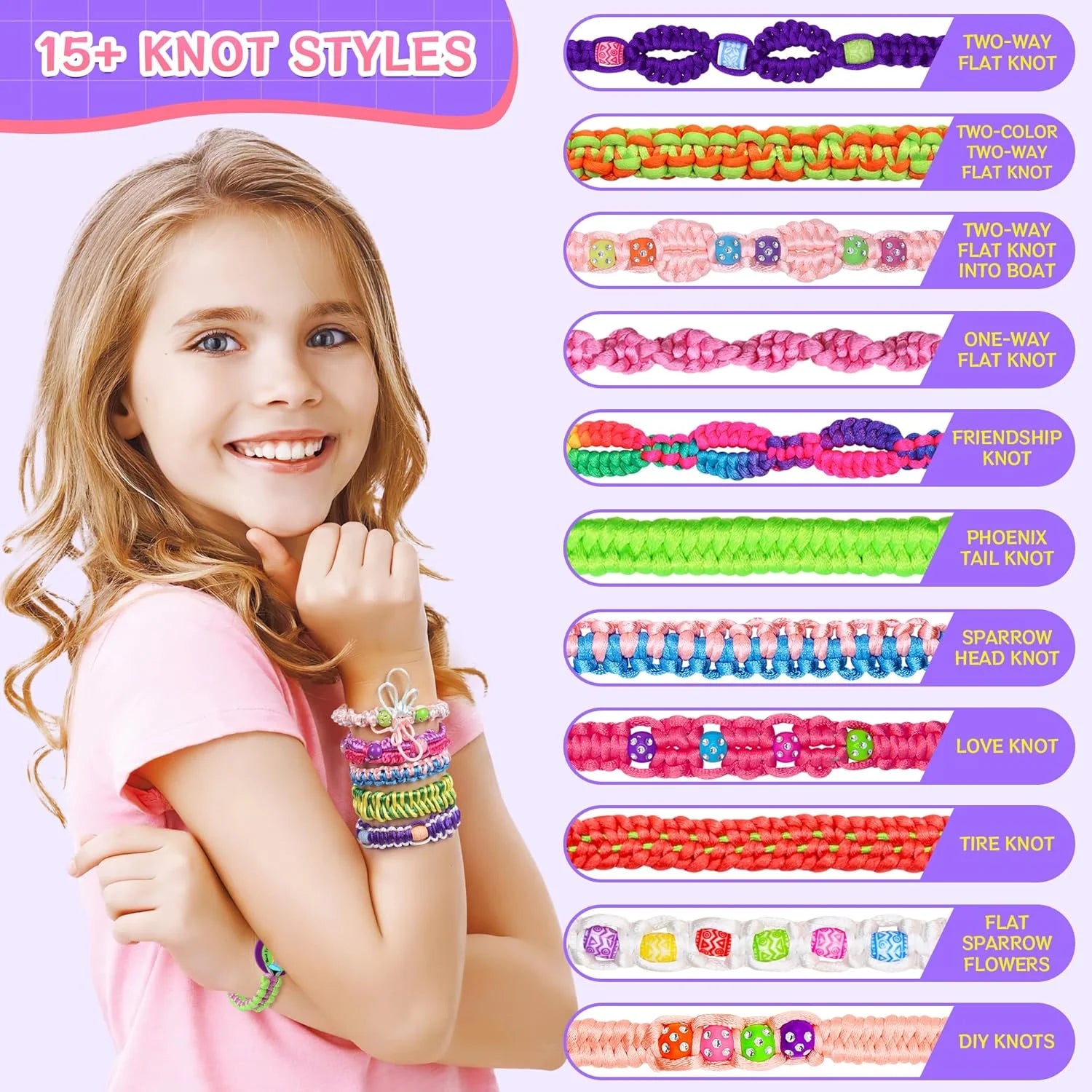 CandWuom Friendship Bracelet Making Kit, Bracelet Kit for Girls, Jewelry Bracelet Kit, Portable DIY Knitting for Kids, Best Gifts Ideas for Kids Age 7 8 9 10 11 12 Year Old (Yellow)