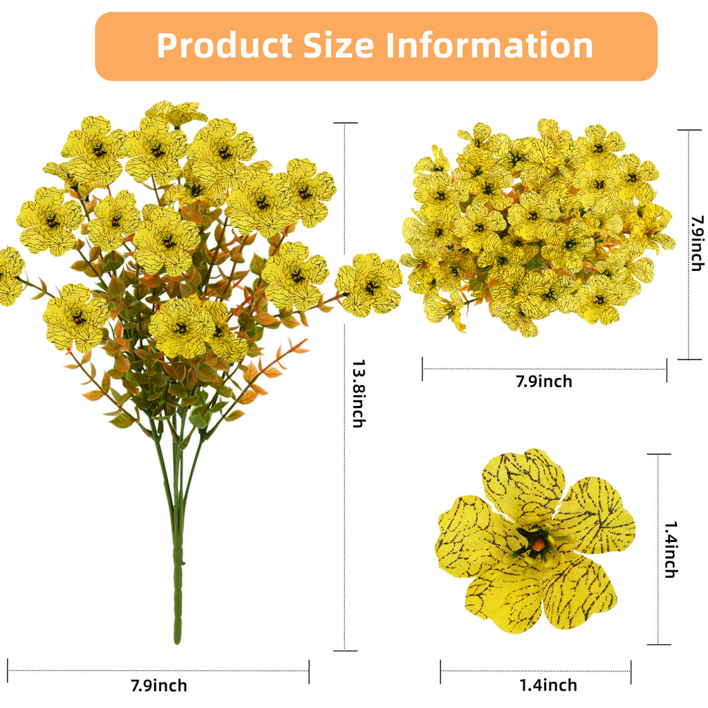 CandWuom Artificial Fall Flowers Fake Mums for Outdoor Autumn Decoration, 10 Bundles Faux Silk Orange Yellow Mums Daisy Look Real UV Resistant for Outside Home Porch Patio Planter