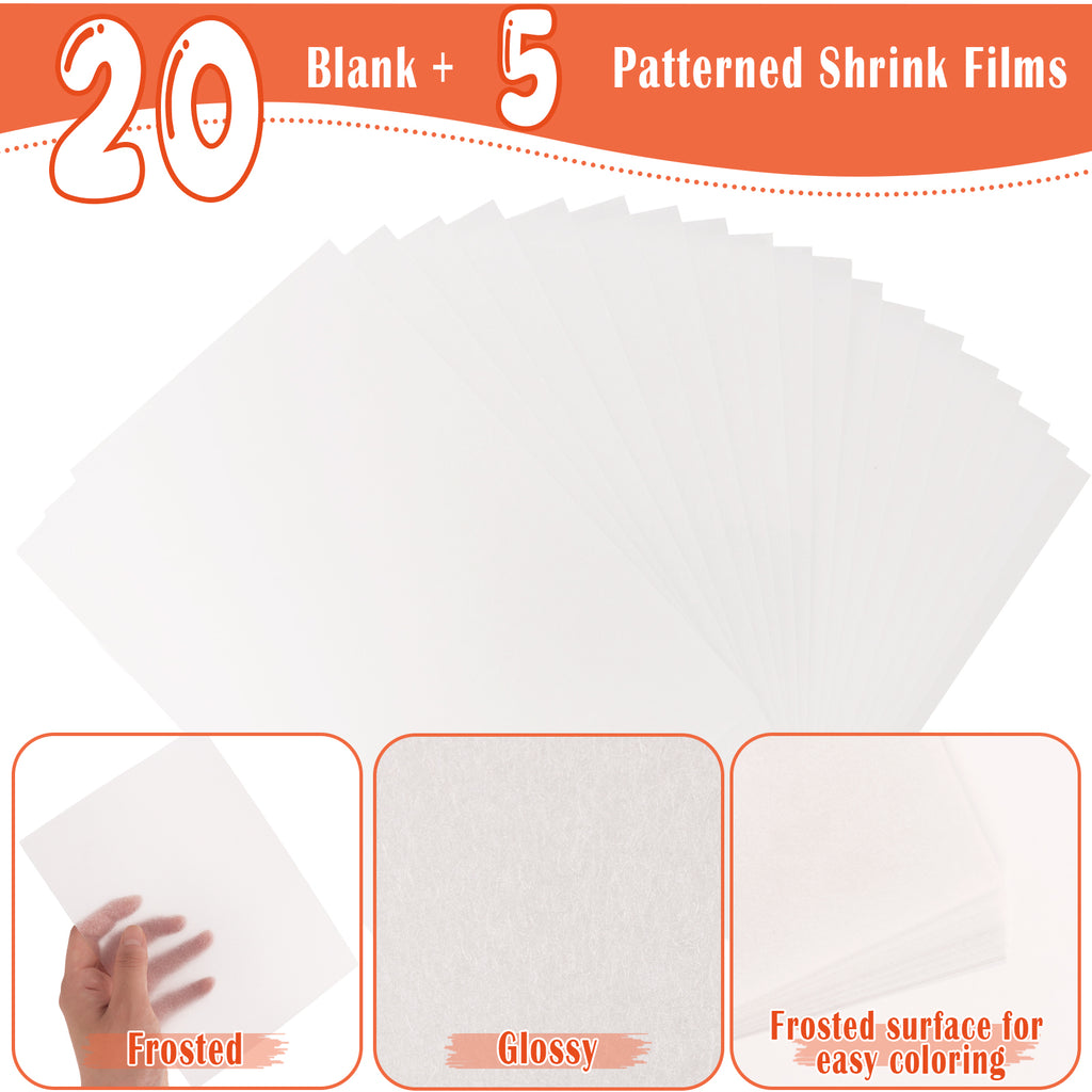 CandWuom Shrinky Dink Sheets Keychains Kit, 168Pcs Shrink Plastic Sheets Kit Including 20 Blank & 5 Pre-Printed Shrink Paper, Hole Punch & Keychain Accessories for Kids Creative Craft Marking