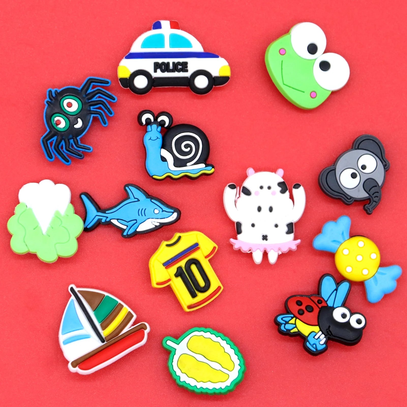 CandWuom Shoe Decoration Croc Charms, 100 Packs PVC Shoe Charms for Kids Easter Egg Fillers, Multicolor, 100Pcs