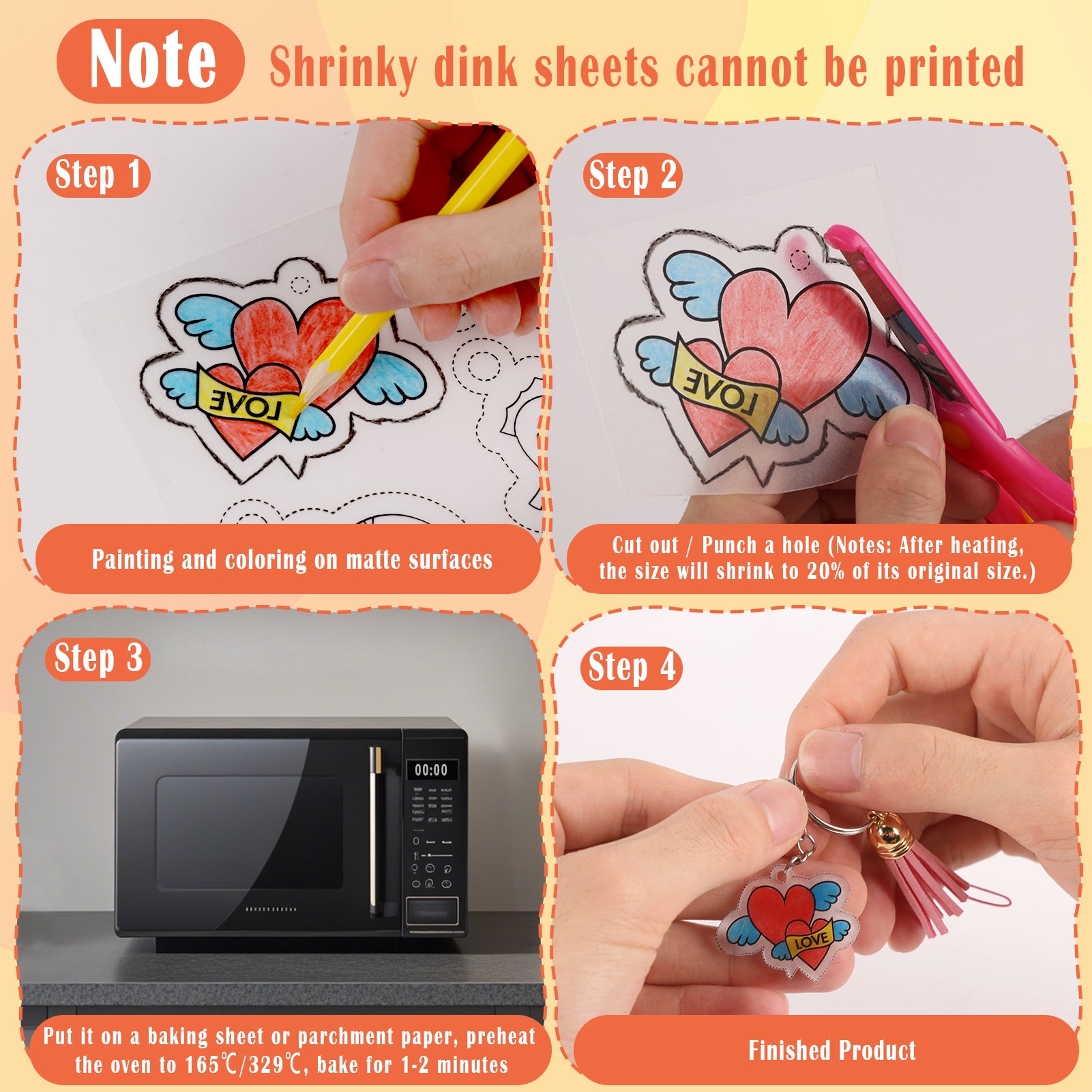 CandWuom Shrinky Dink Sheets Keychains Kit, 168Pcs Shrink Plastic Sheets Kit Including 20 Blank & 5 Pre-Printed Shrink Paper, Hole Punch & Keychain Accessories for Kids Creative Craft Marking