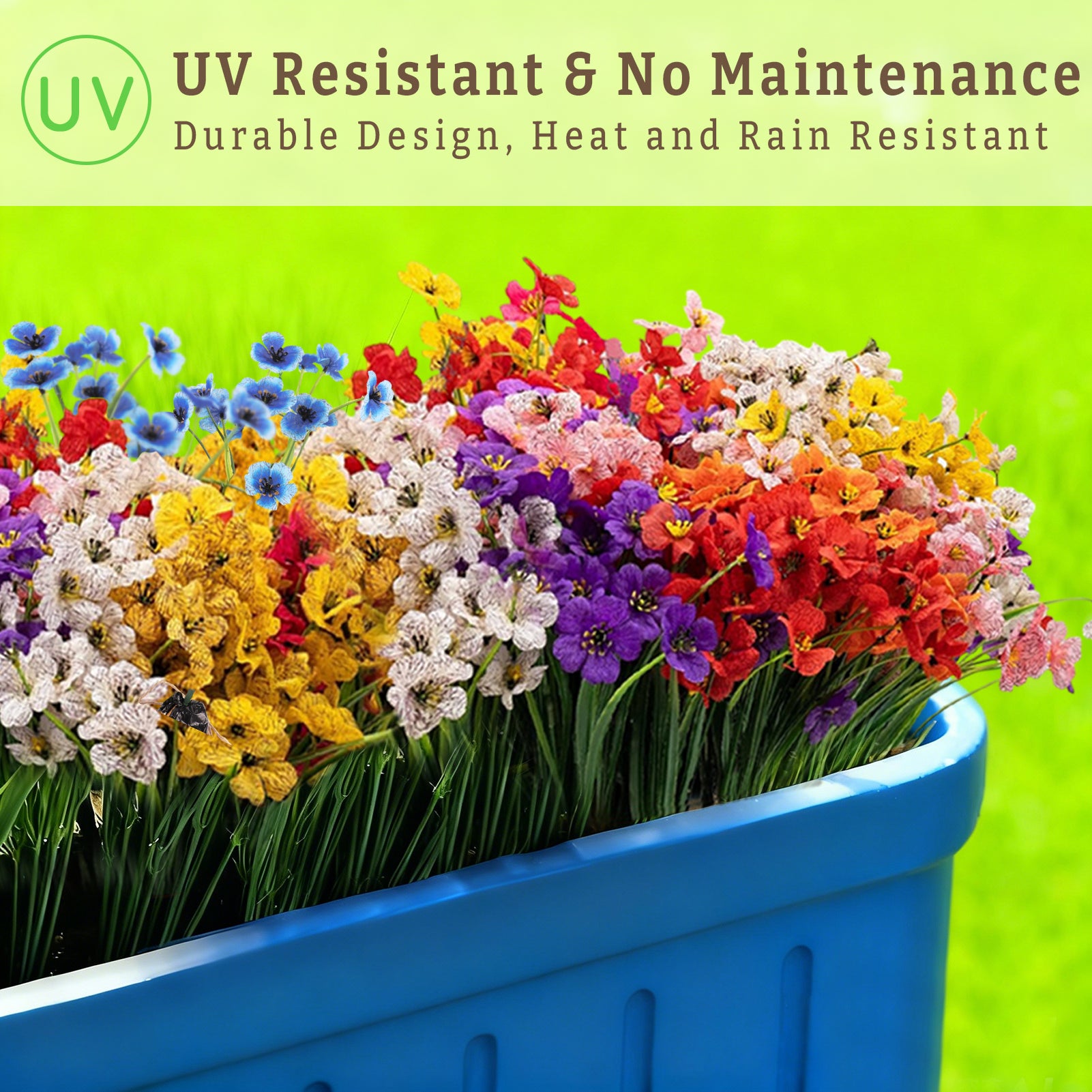 CandWuom 16 Bundles Artificial Flowers for Outdoors/Indoors, Fake Flowers Plants for Indoor Outside Decor Garden Porch Window Box Home Wedding Farmhouse(8 Color)