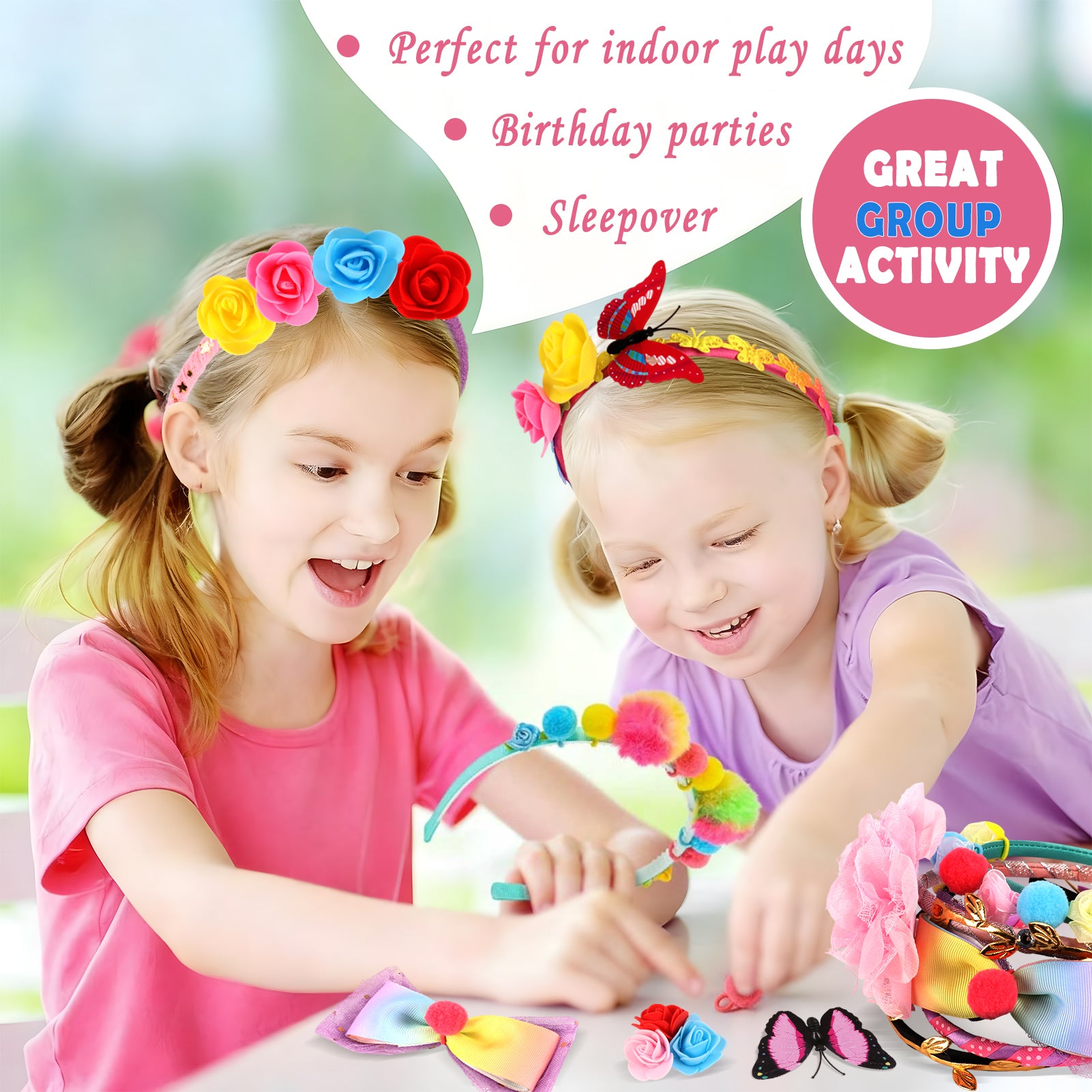 CandWuom Headband Making Kit for Girls, Gifts & Toy for 6 7 8 9 10 Girls, Make Your Own Fashion Headbands for Kids, DIY Hair Accessories Set, Little Kids Art & Craft Gifts