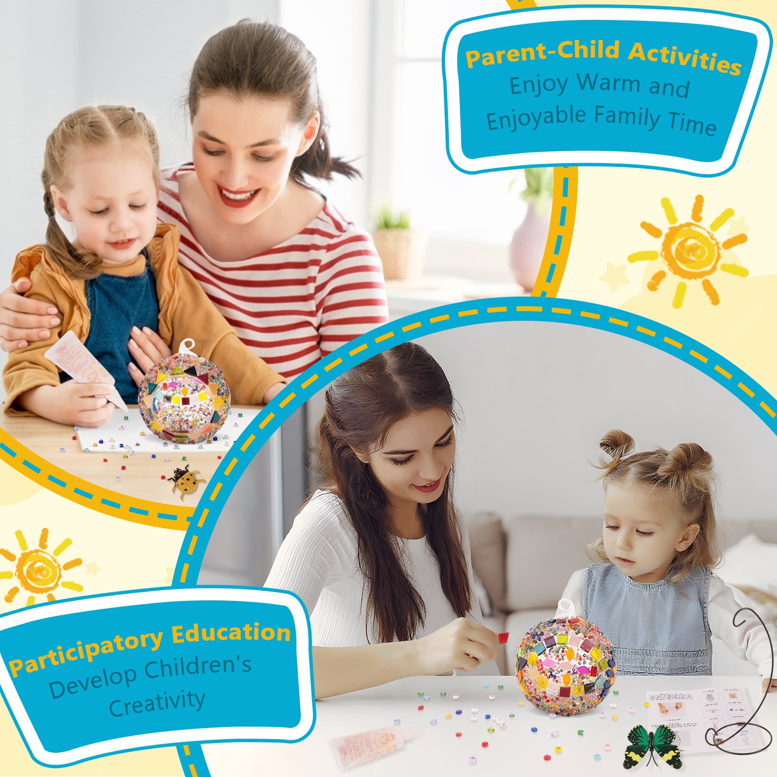 Glass Mosaic Lamp & Light Kit, Gifts DIY Mosaic Arts and Crafts Kit for Kids & Adults, Creativity Handmade Artwork for Home Lighting Decor, Toys Girls Birthday Gifts Ages 6 7 8 9 10 11 12
