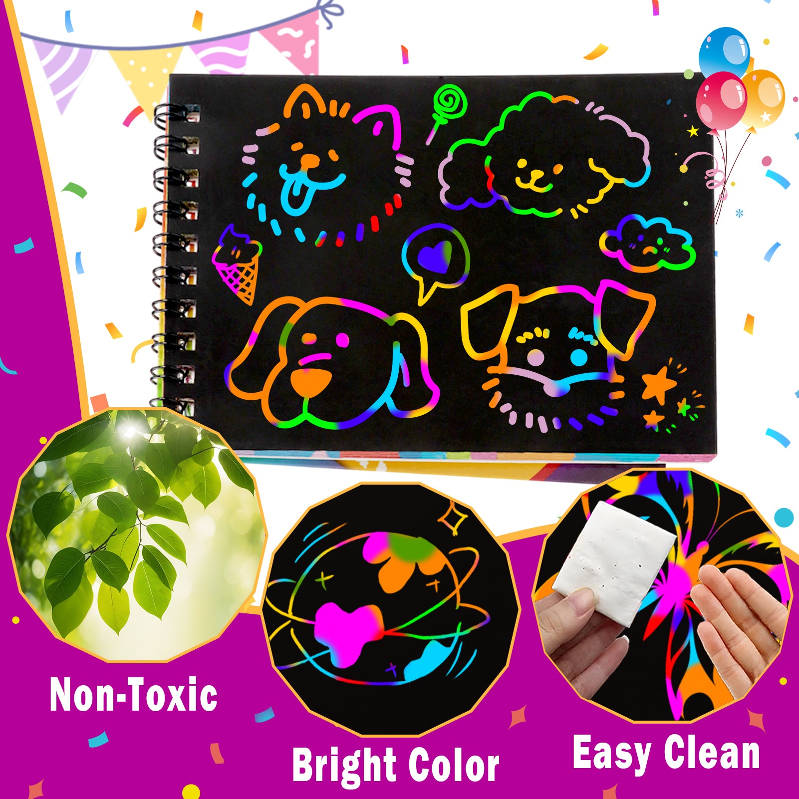 CandWuom Scratch Art Party Favors for Kids: 24 Pack Rainbow Scratch Notebook Bulk Kids Craft School Supplies for Girls Boys 4-8 Years Old Kids Birthday Goodie Bags Christmas Gifts Classroom Prizes
