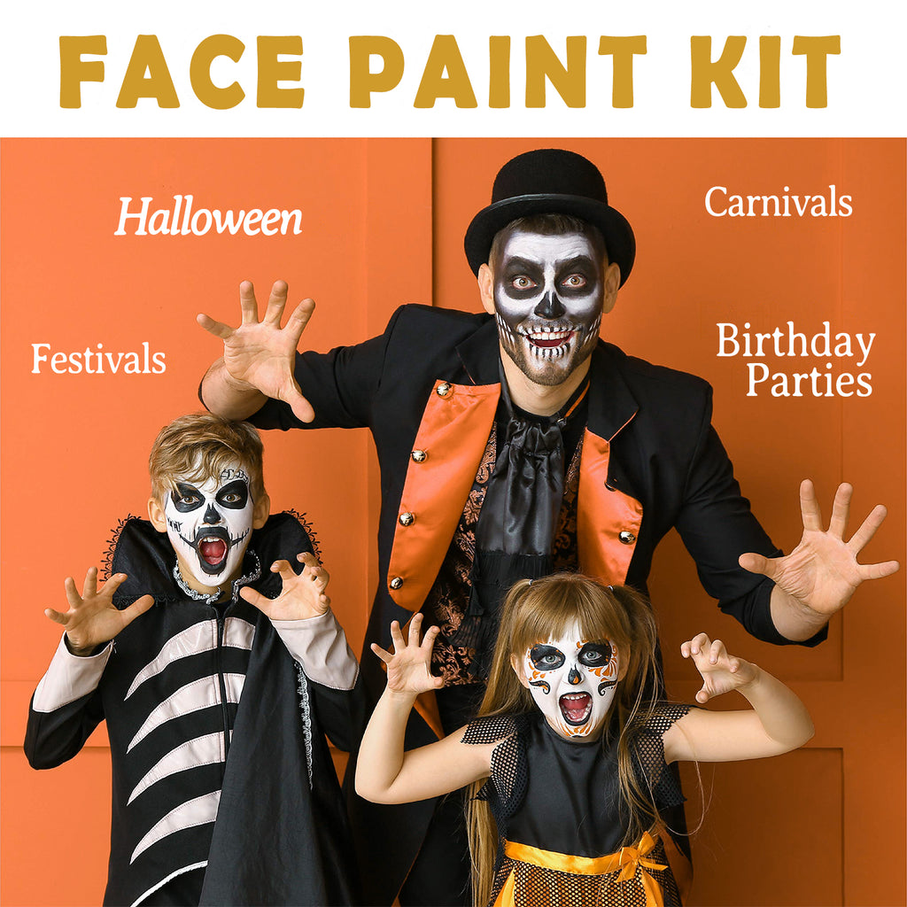 CandWuom Face Painting Kit for Kids –20 Colors Water Based Body Face Paint Kit Includes Hair Chalks Comb, Brushes, Stencils, Professional Face Paint Kit