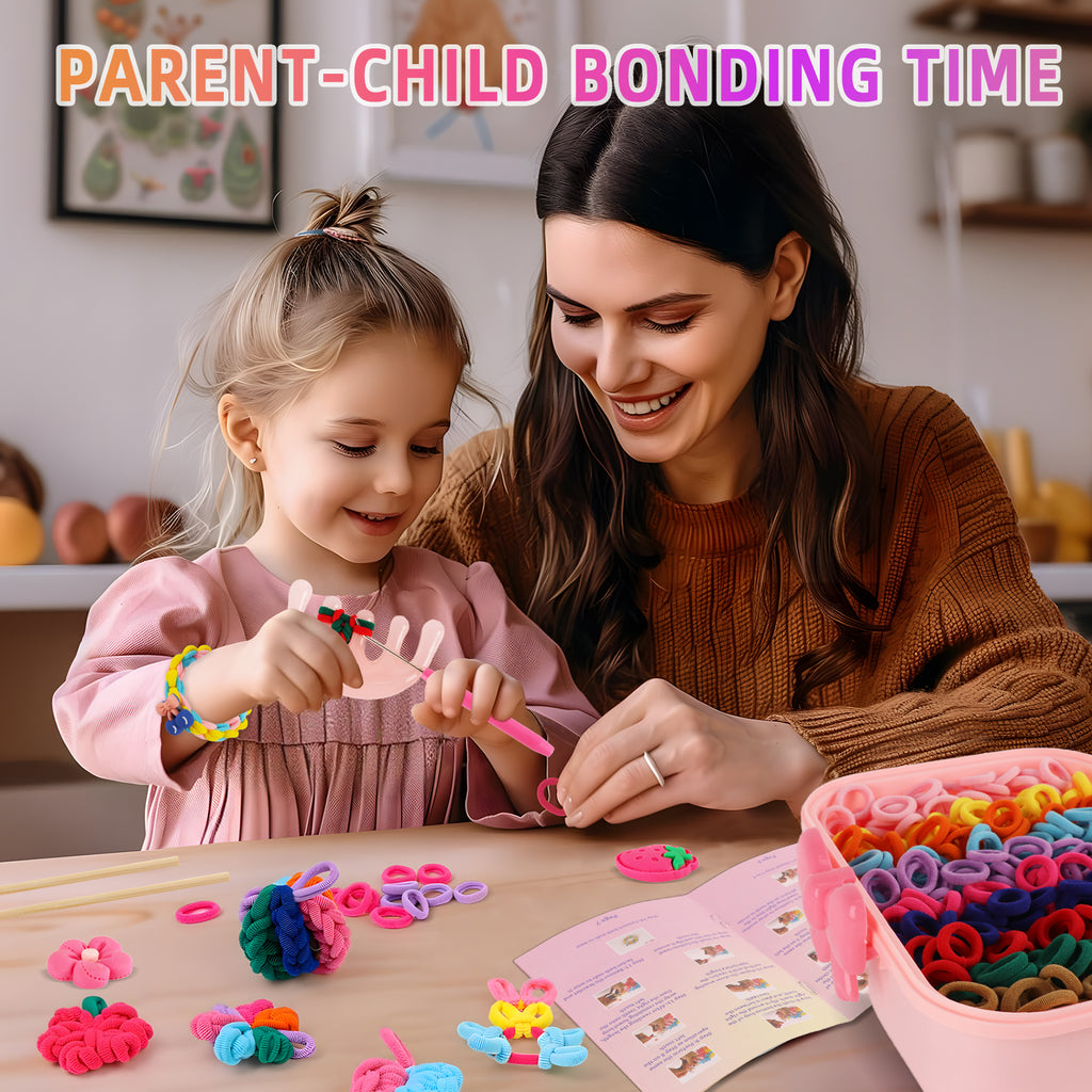 CandWuom Bracelet Making Kit Arts and Crafts for Girls Ages 8-12, Weaving Loom Rainbow Bands DIY Toys Birthday Gifts for Kids 6 7 9 10 11 13 Year Old, 1000+ Elastic Cloth Rubber Band Fabric Loops