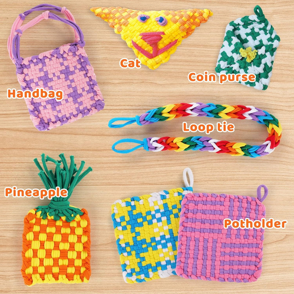 CandWuom Weaving Loom Kit Toys for Kids, Potholder Loops Crafts for Girls Ages 6-8, 7" Pot Holder Loom Knitting Kits Gifts for Kids 8-12