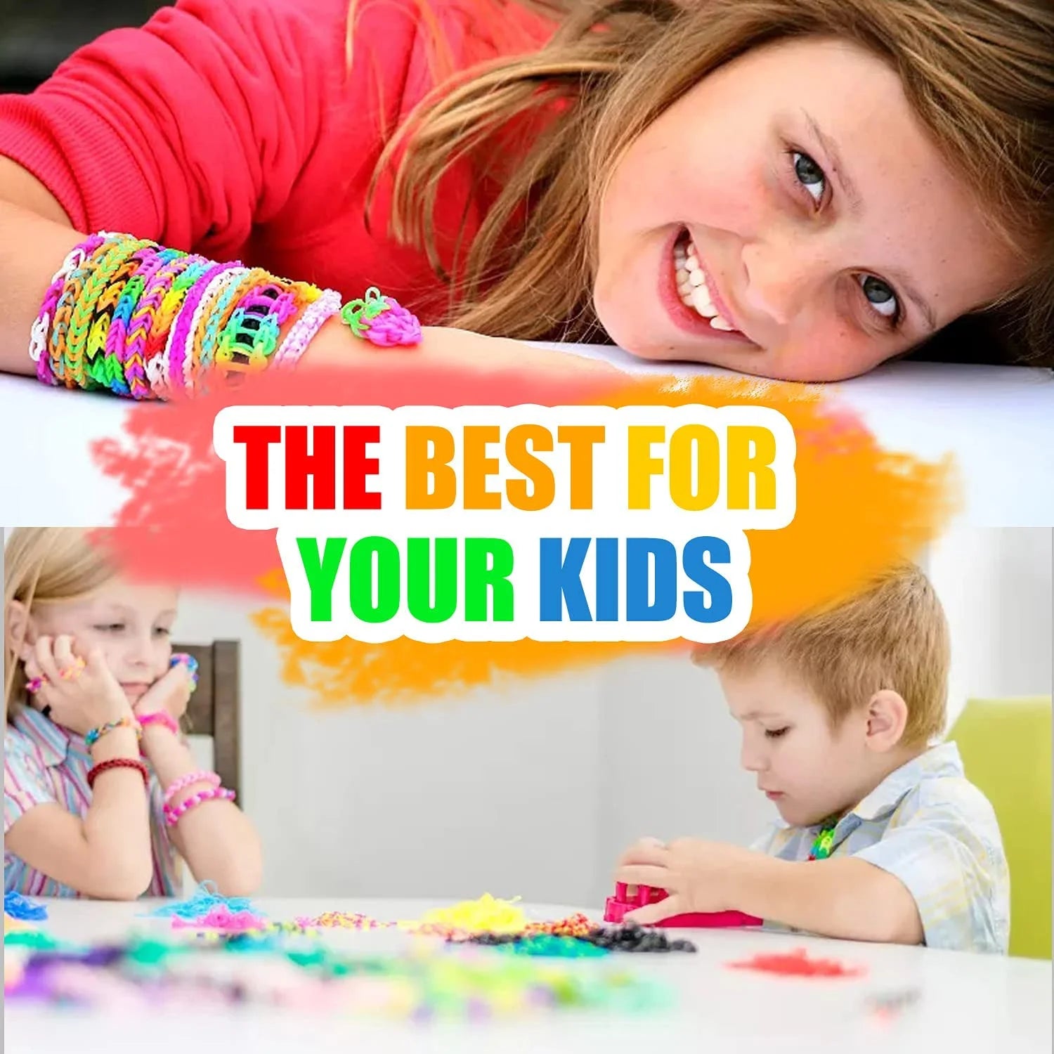 CandWuom Rubber Band Bracelet Making Kit, Loom Rubber Band for Bracelet Making for Girls 8-12 Gifts, Refill Loom Set Friendship Bracelet Making Kit(2 sets)