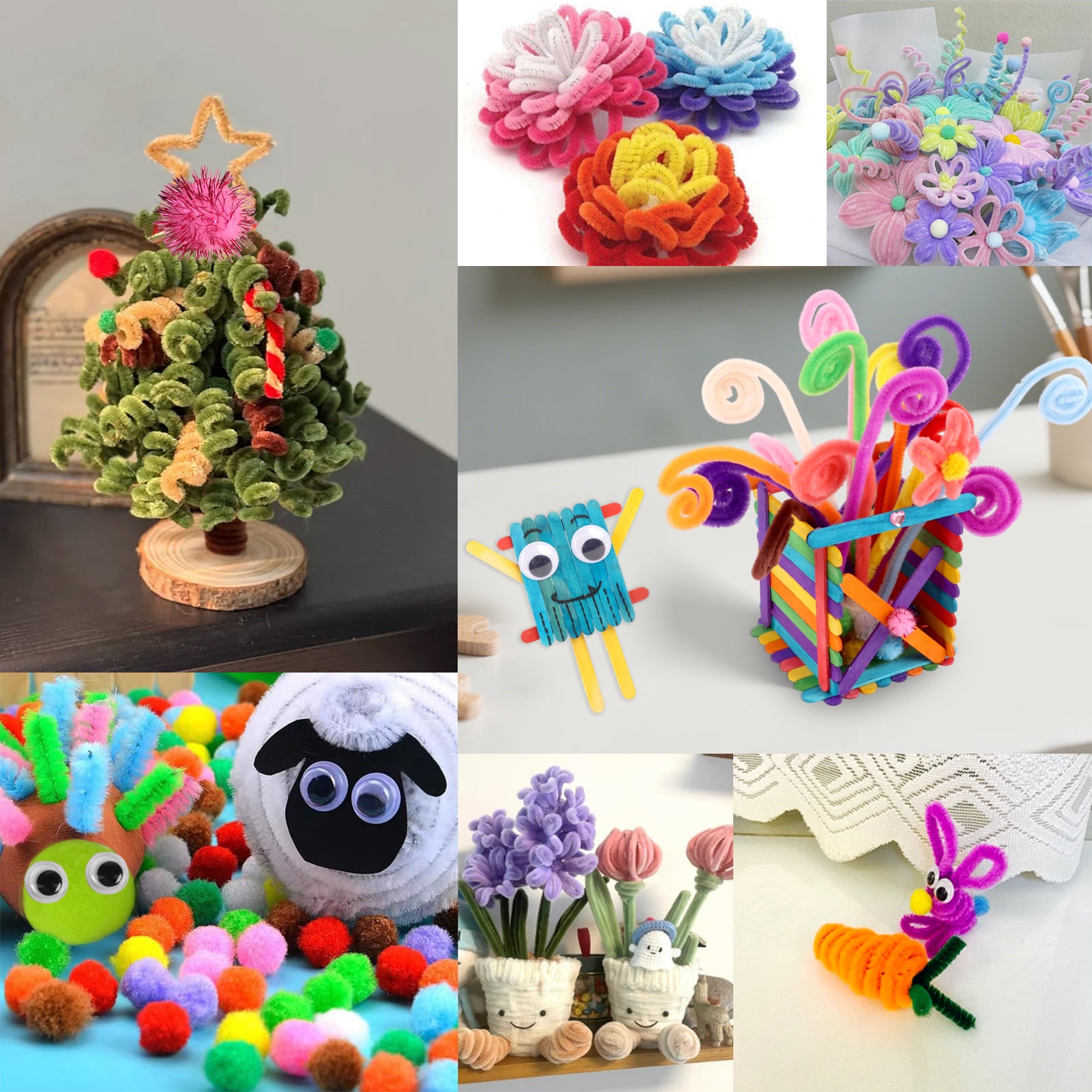 CandWuom Arts & Crafts Supplies Kits & Materials Set for Kids - 1000Pcs+Craft Kit with Pipe Cleaners Pom Poms Craft for Kids Ages 4-8 Girls & Boys Birathday Gifts