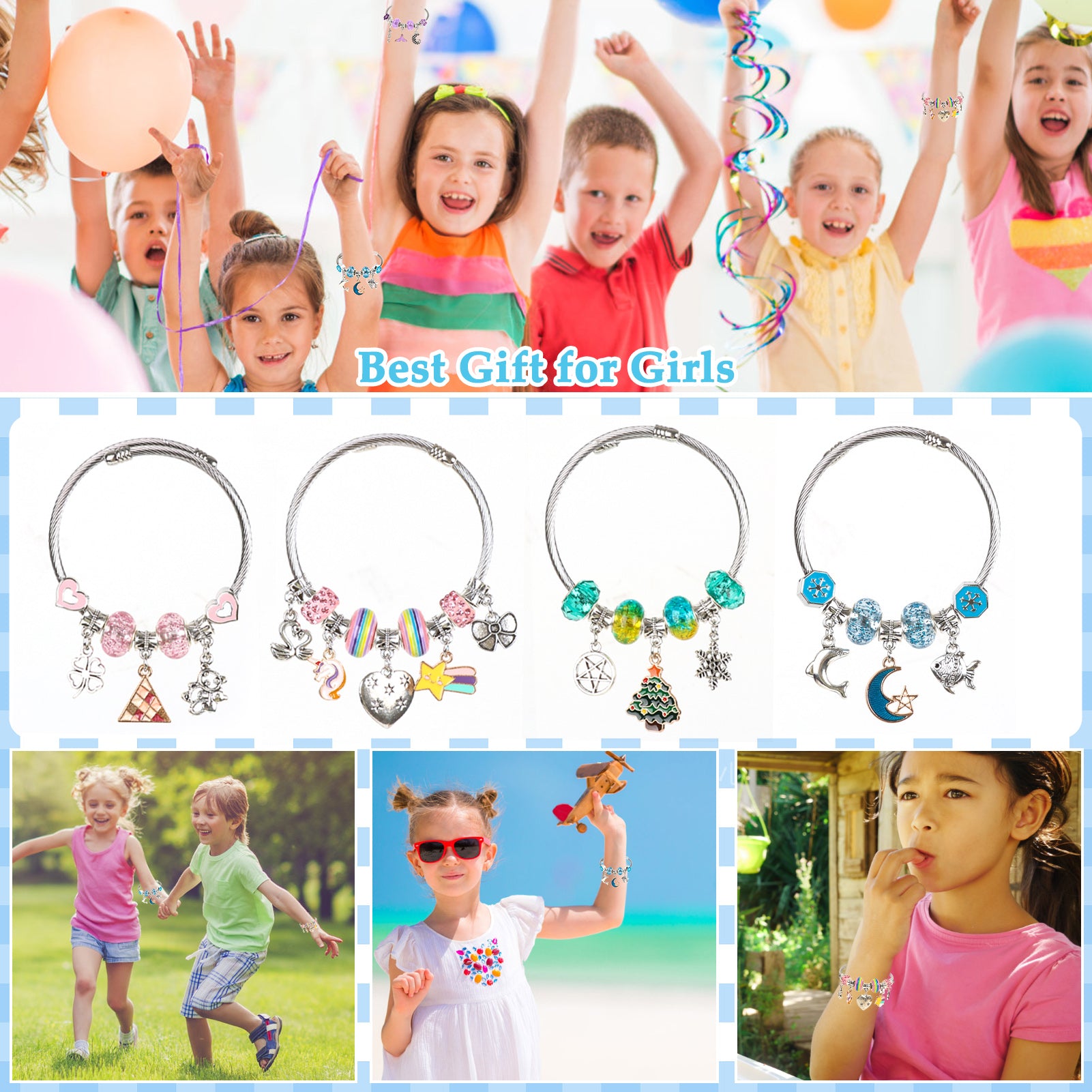 Charm Bracelet/Jewelry Making Kits for Kids Girls,Unicorn Birthday Gifts,Arts Crafts Toys for 5 6 7 8 9 12 Years Old Girls