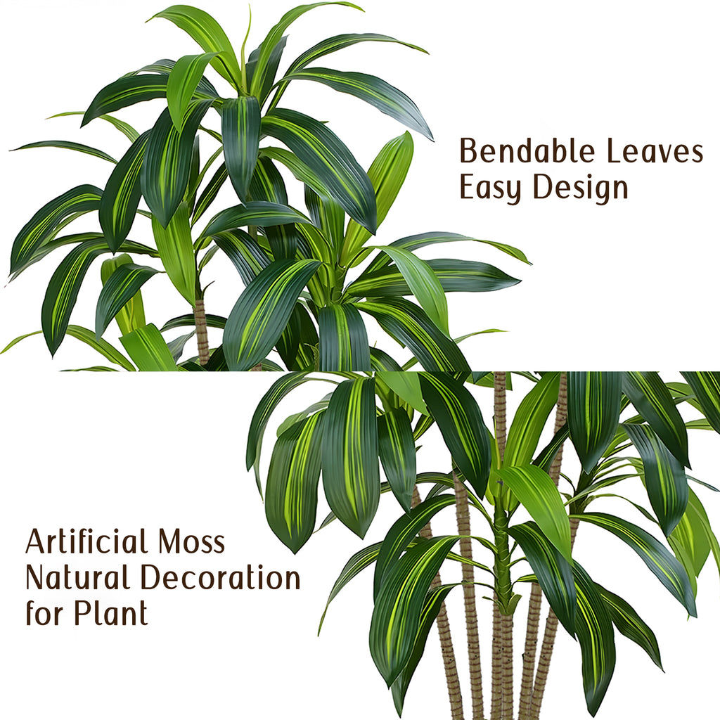 CandWuom 6FT Artificial Dracaena Tree,Fake Tree with White Tall Planter - Faux Yucca Tall Fake Floor Plant in Pot - Artificial Trees for Home Office Living Room Decor Indoor