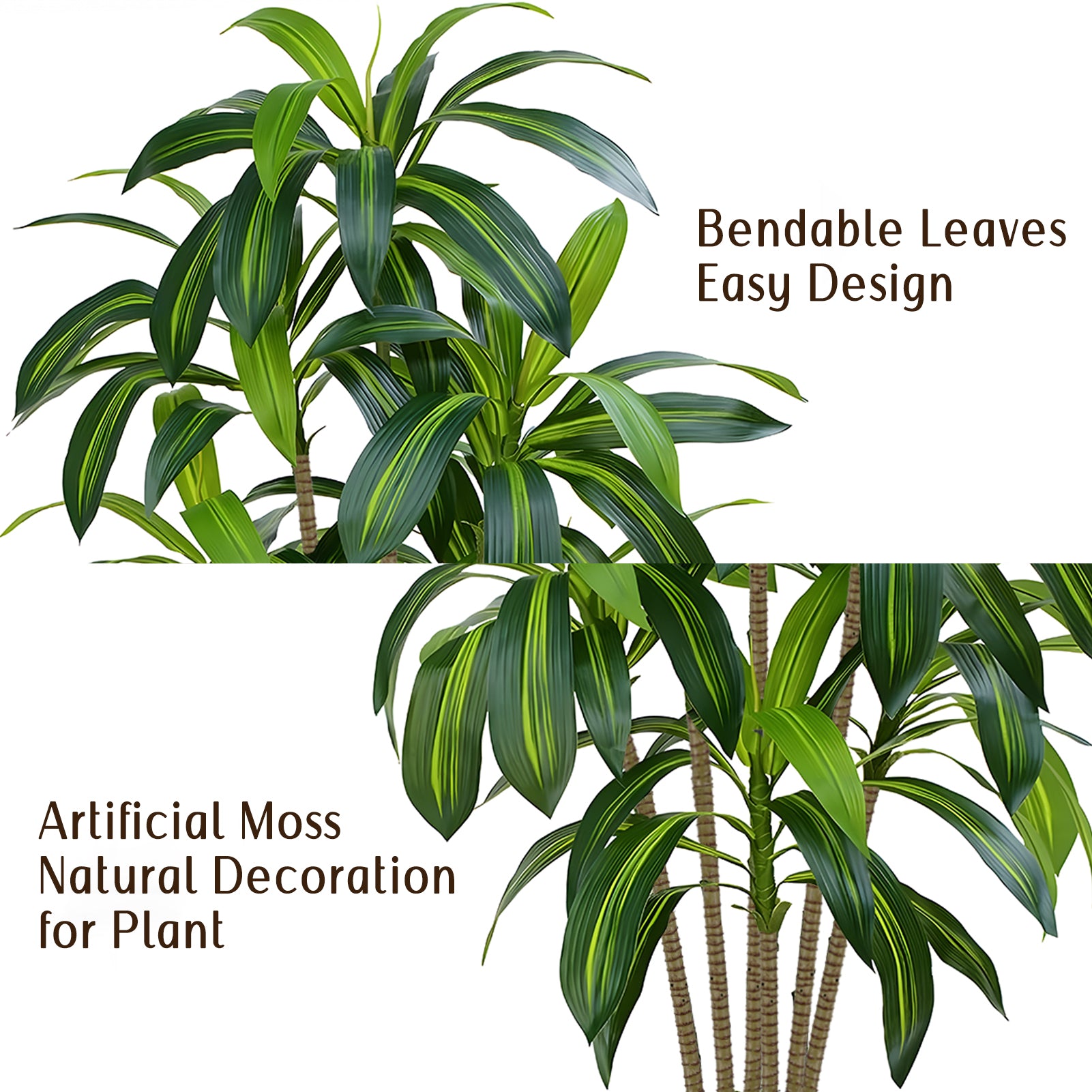 CandWuom 6FT Artificial Dracaena Tree,Fake Tree with White Tall Planter - Faux Yucca Tall Fake Floor Plant in Pot - Artificial Trees for Home Office Living Room Decor Indoor