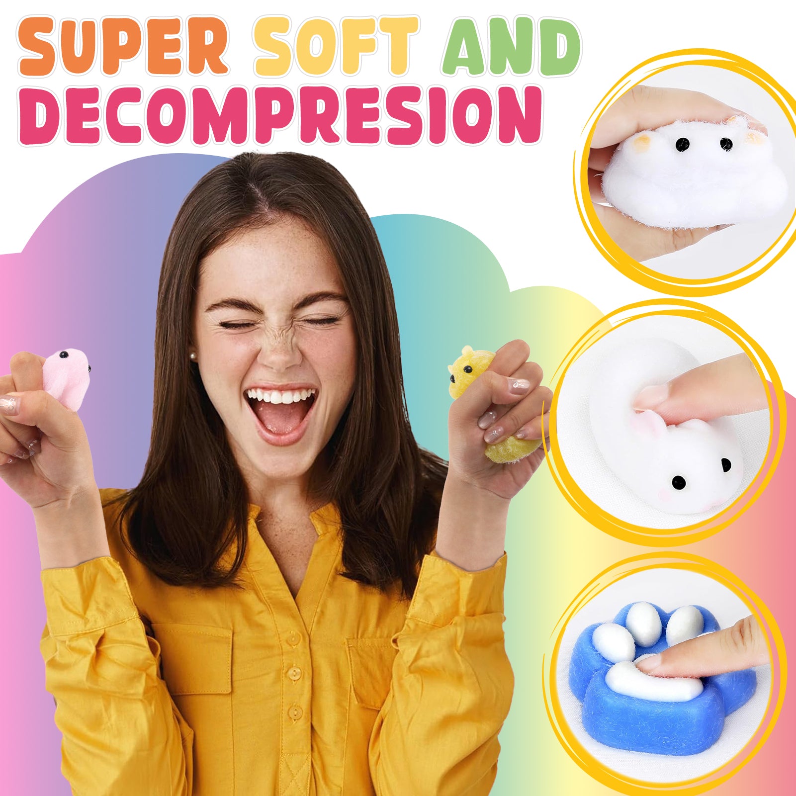 CandWuom Taba Squishy Kit - 18OZ Rubber Squishy Kit with Guided, Bubble Free and Faster Fully Cures - DIY FuFu Squishy Kit with Mold, Flocking Powder - Stress Relief Entertainment