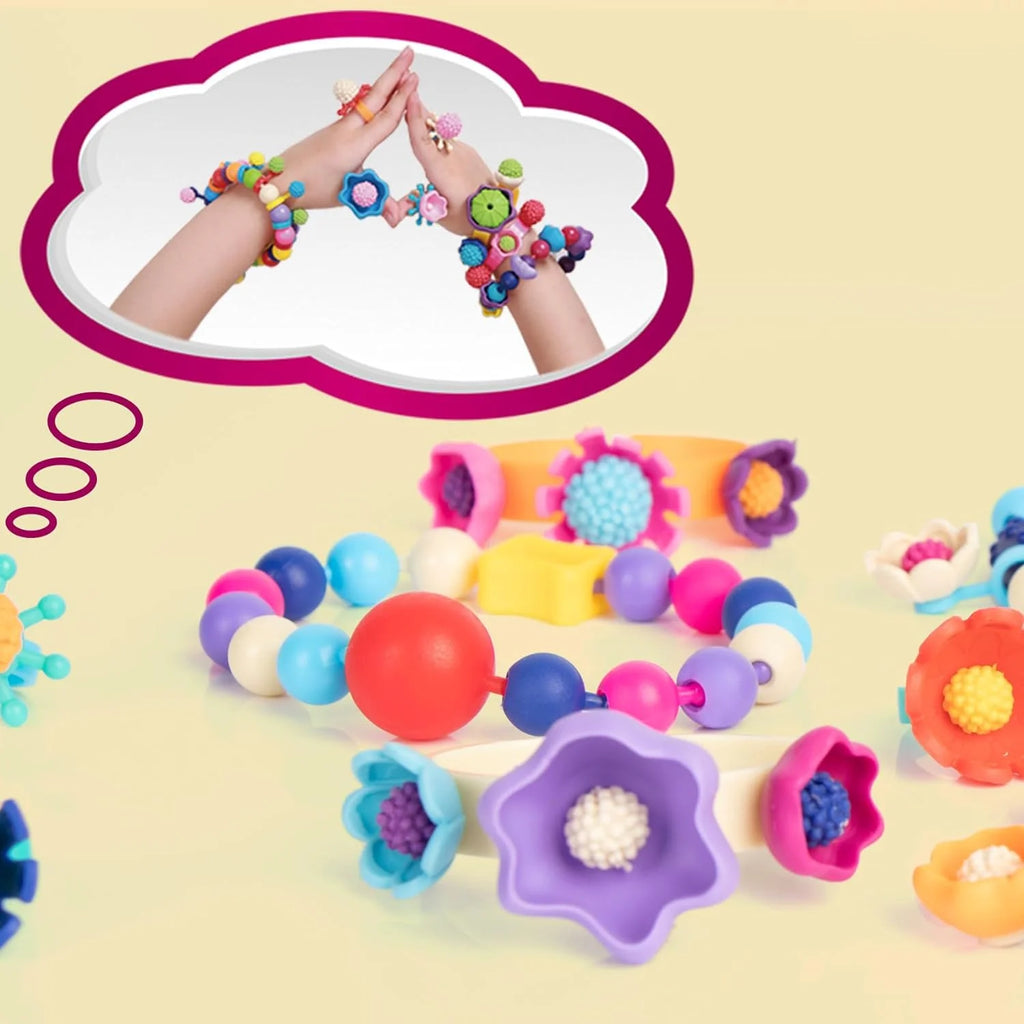 CandWuom 520+ Snap Pop Beads for Toddlers Jewelry Making Kit- Toys for Toddlers Jewelry Making Crafts Gifts for Girls Age 3-5（Blue）