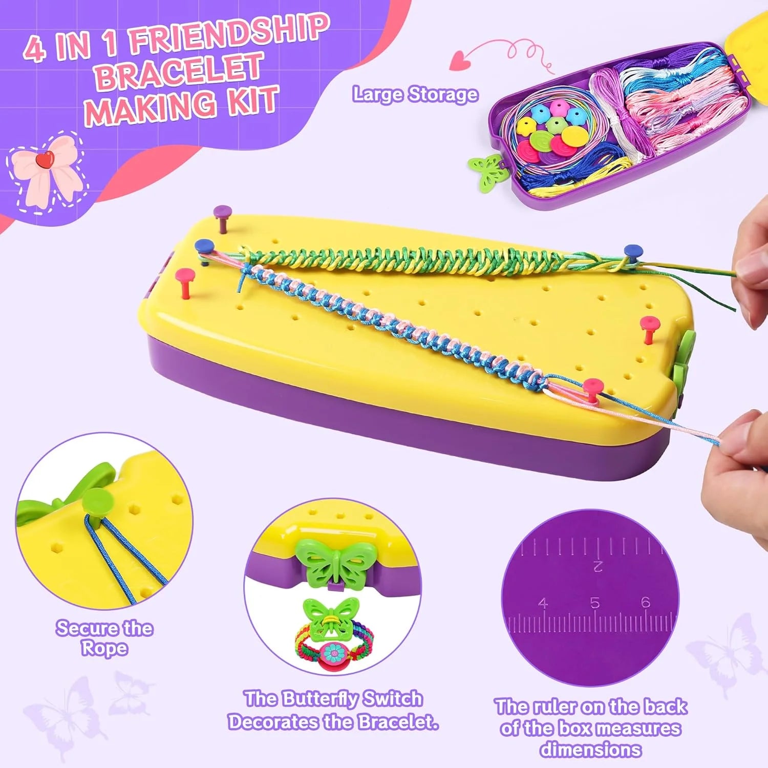 CandWuom Friendship Bracelet Making Kit, Bracelet Kit for Girls, Jewelry Bracelet Kit, Portable DIY Knitting for Kids, Best Gifts Ideas for Kids Age 7 8 9 10 11 12 Year Old (Yellow)