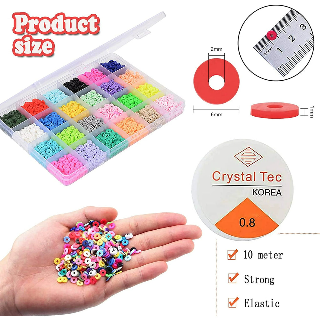 CandWuom 24 Colors Clay Beads for Bracelet Making Kit for Girls 8-12 Gifts, Polymer Heishi Beads, Letter Beads for Girls Jewelry Making Crafts