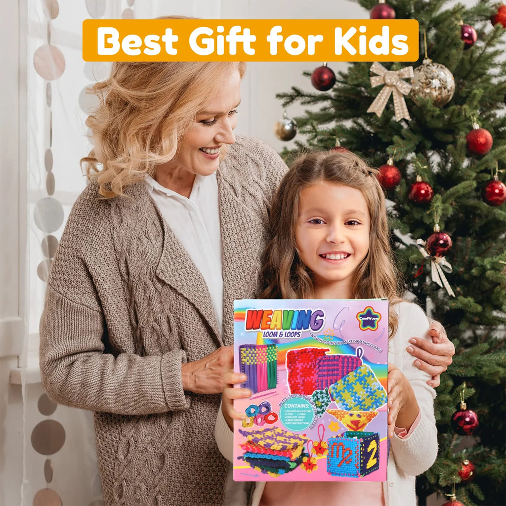 CandWuom Weaving Loom Kit Toys for Kids, Potholder Loops Crafts for Girls Ages 6-8, 7" Pot Holder Loom Knitting Kits Gifts for Kids 8-12