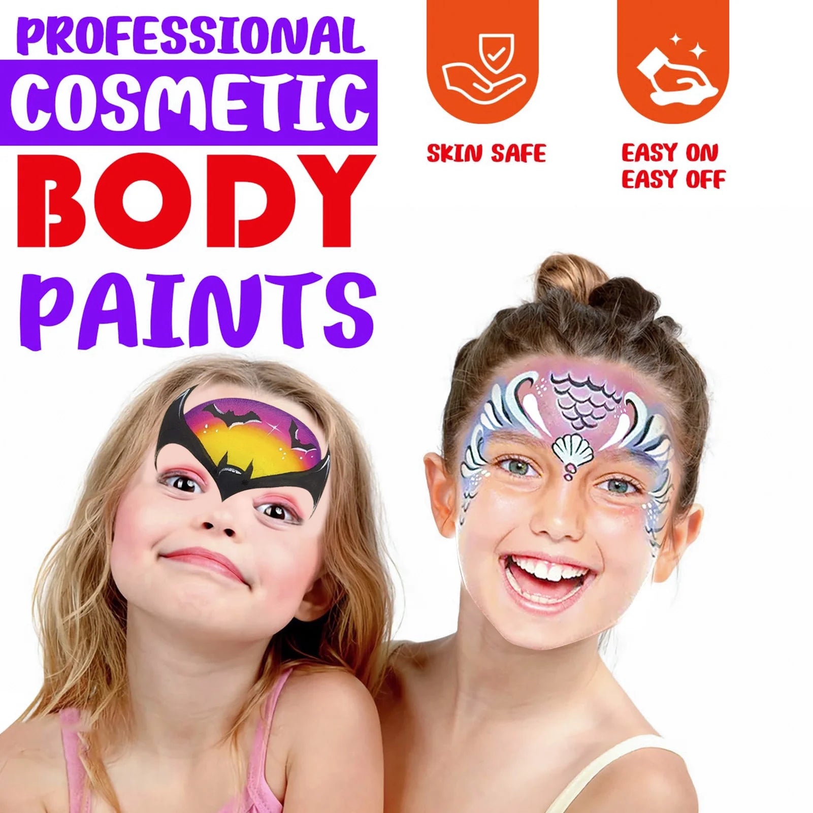 CandWuom Face Painting Kit for Kids –42 Colors Water Based Body Face Paint Kit Includes Hair Chalks Comb, Brushes, Stencils, Professional Face Paint Kit