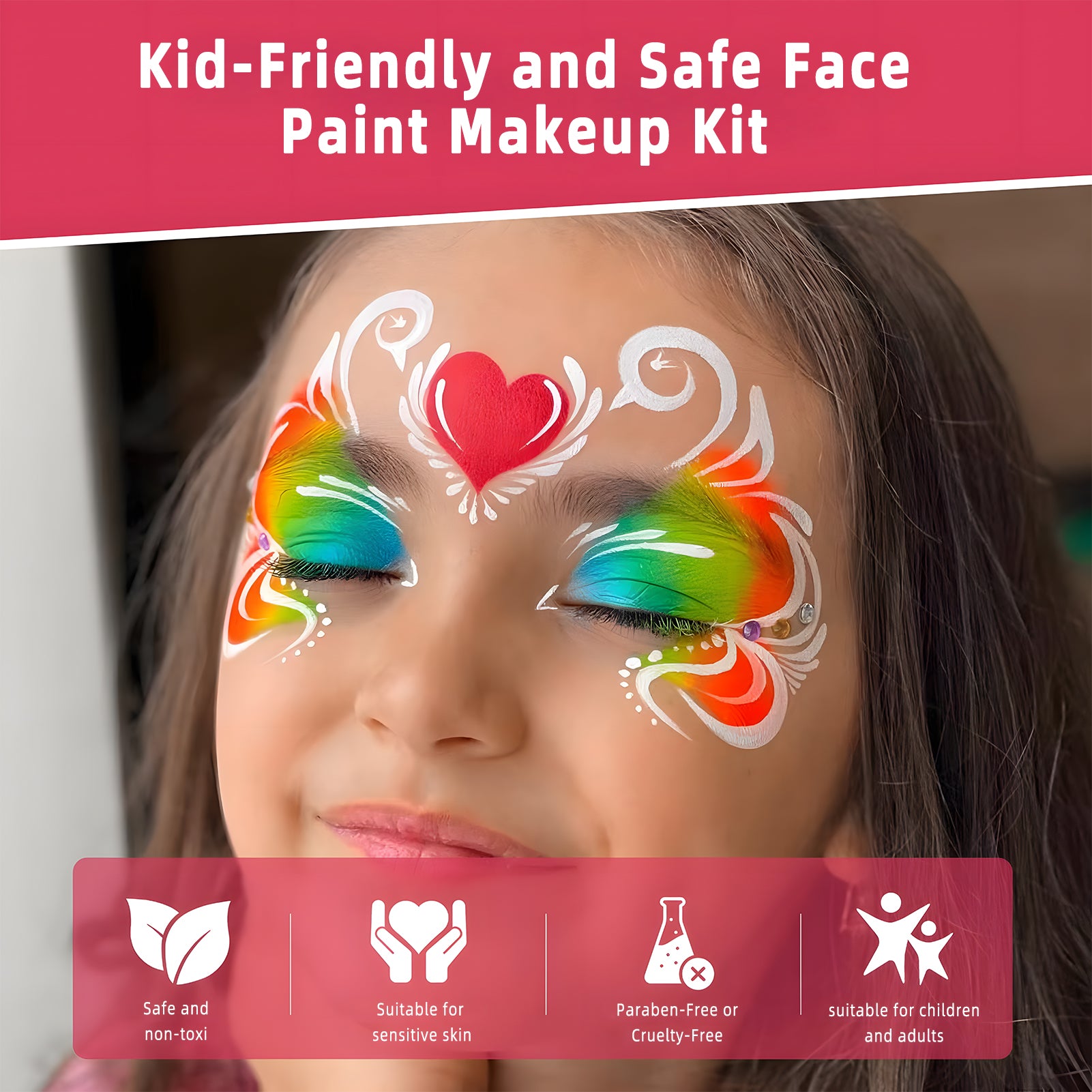 CandWuom Professional Face Painting Kit for Kids & Adults, Split Cake Face Paint Palette 12 x 10gm with Stencil, One Stroke Non Toxic Rainbow Body Paint Set for Halloween & Christmas Makeup