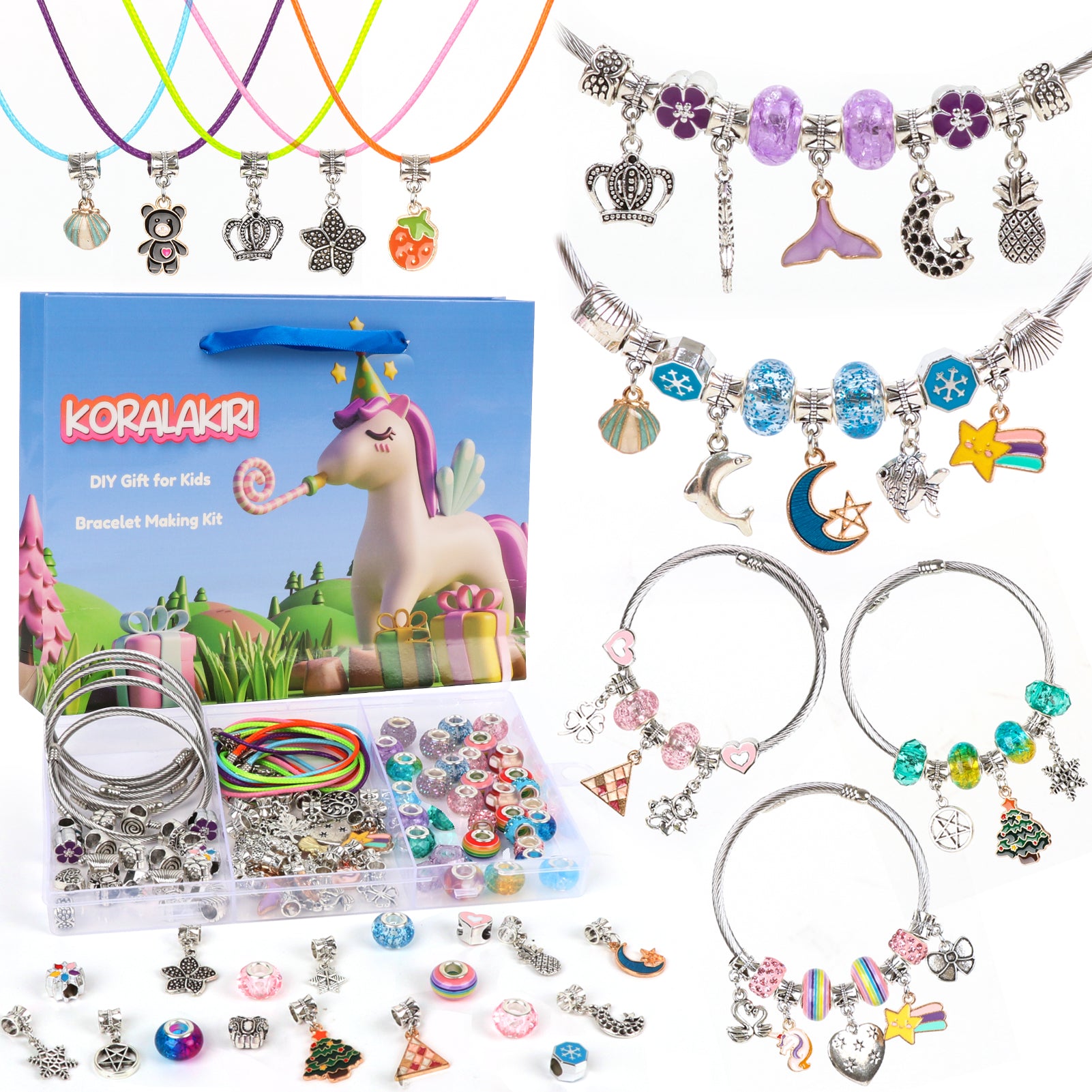 Charm Bracelet/Jewelry Making Kits for Kids Girls,Unicorn Birthday Gifts,Arts Crafts Toys for 5 6 7 8 9 12 Years Old Girls