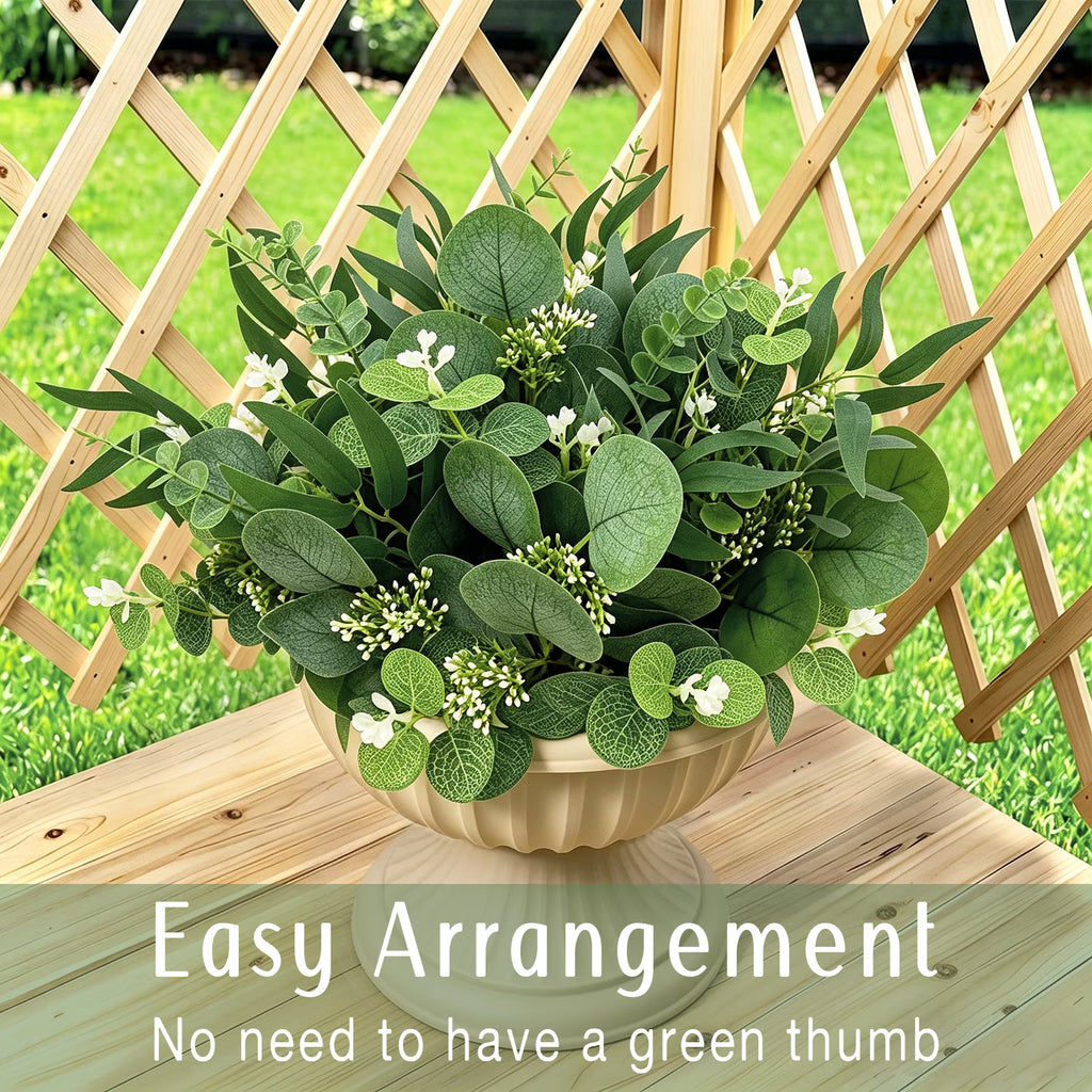 CandWuom 100pcs Artificial Eucalyptus Stems Bulk, 4 Kinds Mixed Greenery Fake Plants Faux Leaves Picks, Perfect for DIY Bouquets, Home and Wedding Decor