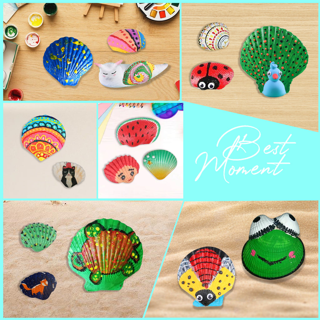 CandWuom 16 Glow in The Dark Sea Shell Painting Kit-Arts & Crafts for Boys and Girls Ages 6-12, Art Supplies, Kids Craft Paint Kits, Creative Art Toys for Birthday Party Gift