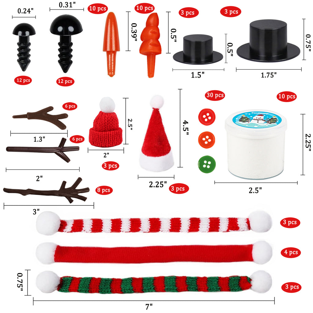 CandWuom Christmas Craft for Kids, 10Pack Build a Snowman Kit, Air Dry Modeling Clay Snowman Crafts for Kids Xmas Gift