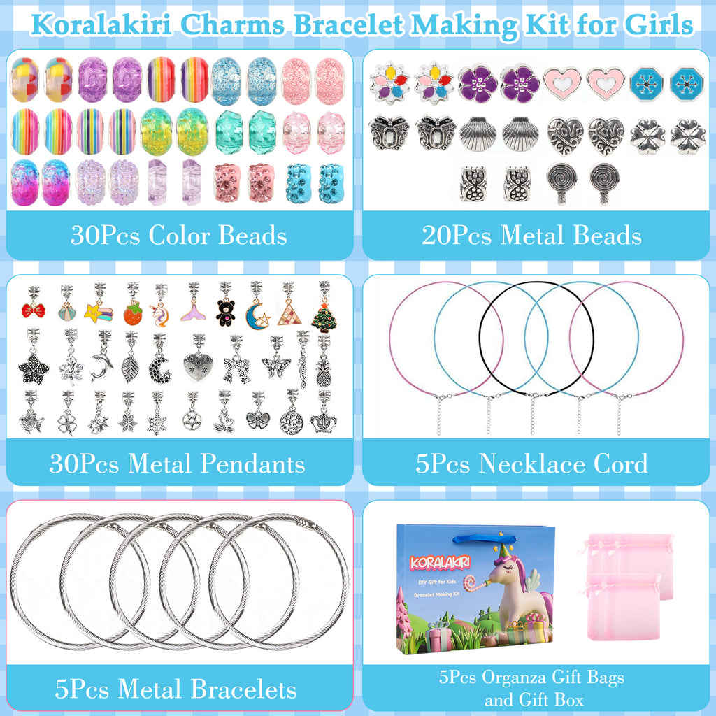 Charm Bracelet/Jewelry Making Kits for Kids Girls,Unicorn Birthday Gifts,Arts Crafts Toys for 5 6 7 8 9 12 Years Old Girls